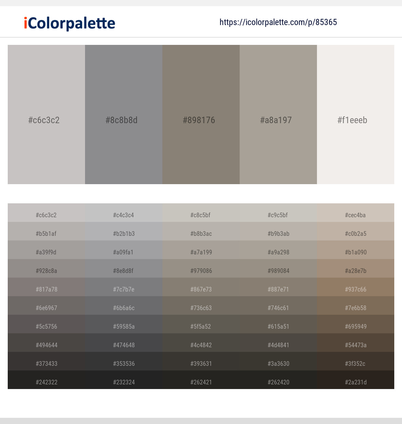 Silver – Mountain Mist – Squirrel – Bronco – Pampas Color scheme