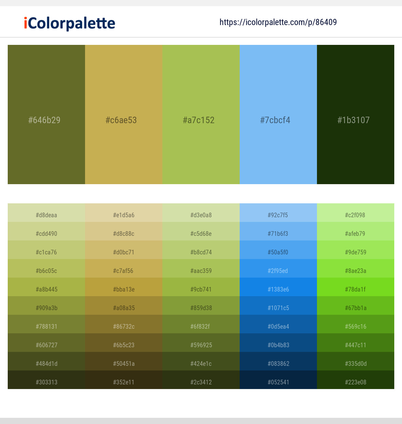 Crete – Sundance – Celery – Malibu – Pine Tree Color scheme