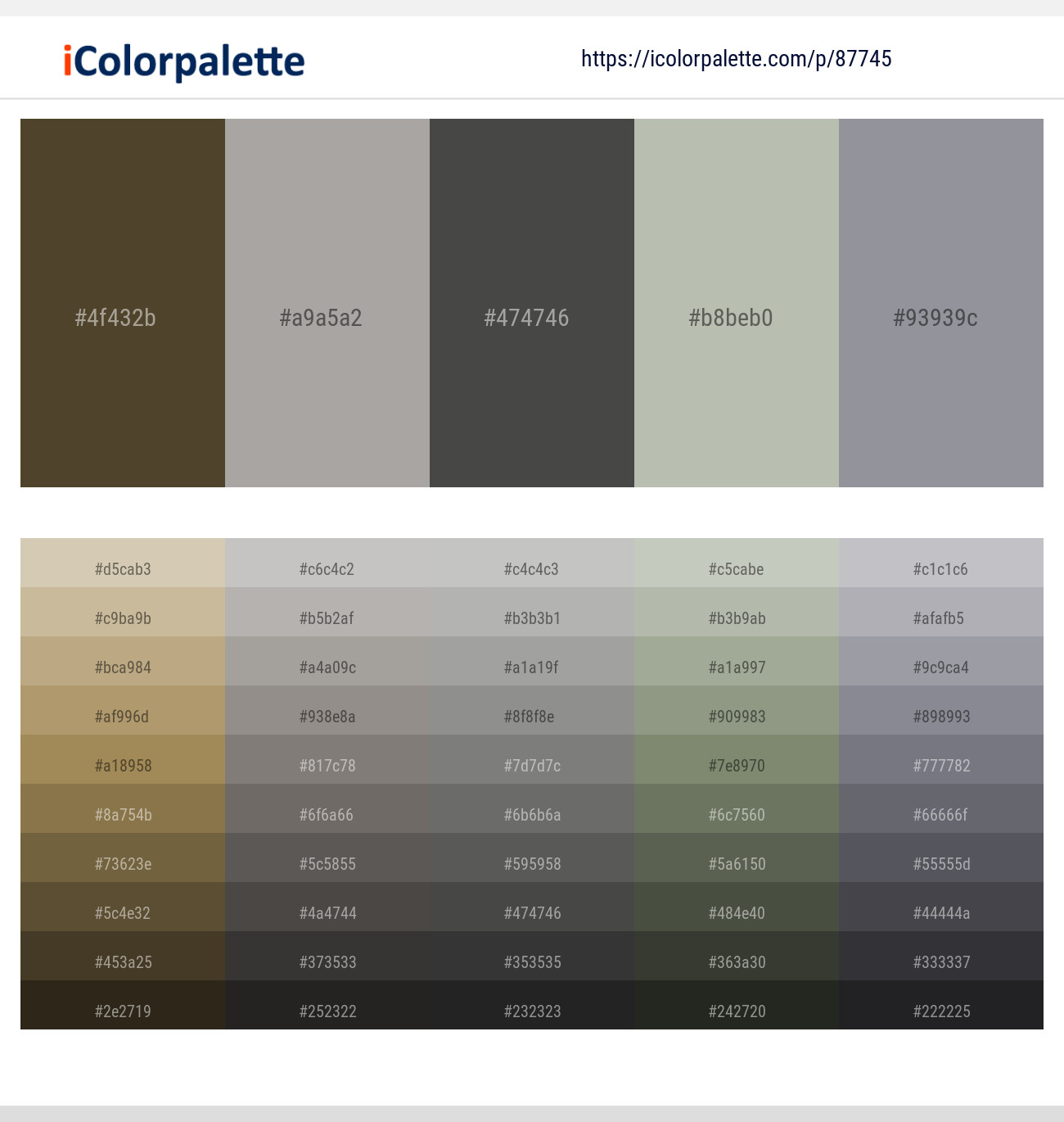 Millbrook – Cloudy – Fuscous Gray – Green Spring – Manatee Color scheme