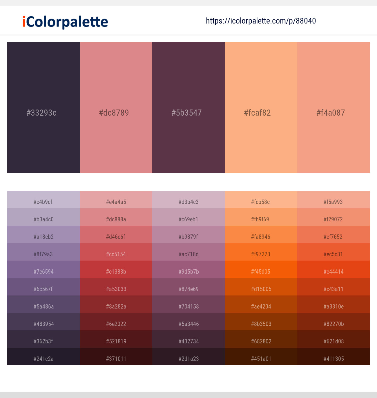 Blackcurrant – New York Pink – Eggplant – Hit Pink – Tacao Color scheme