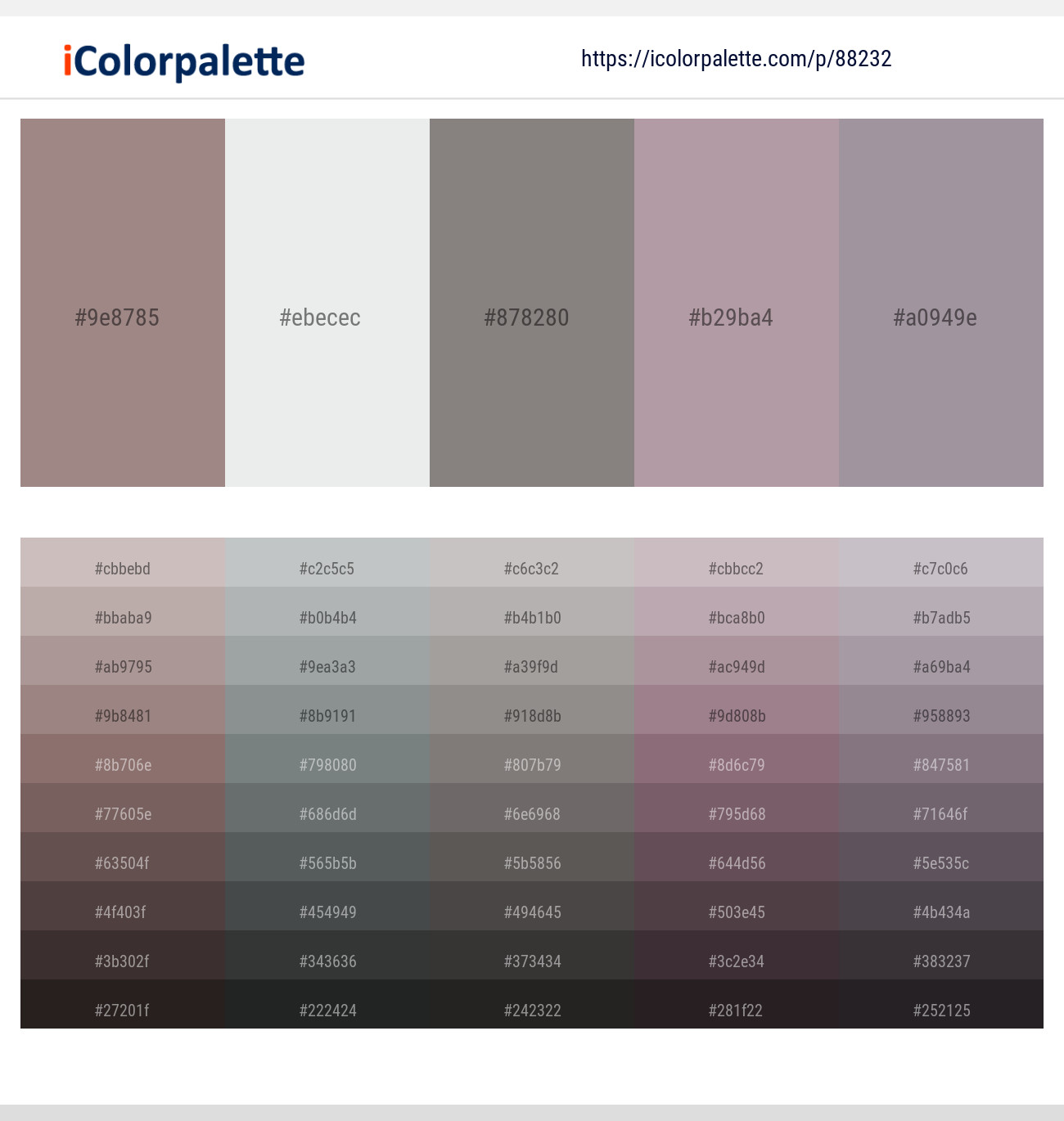 Pharlap – Black Haze – Schooner – Dusty Gray – Shady Lady Color scheme