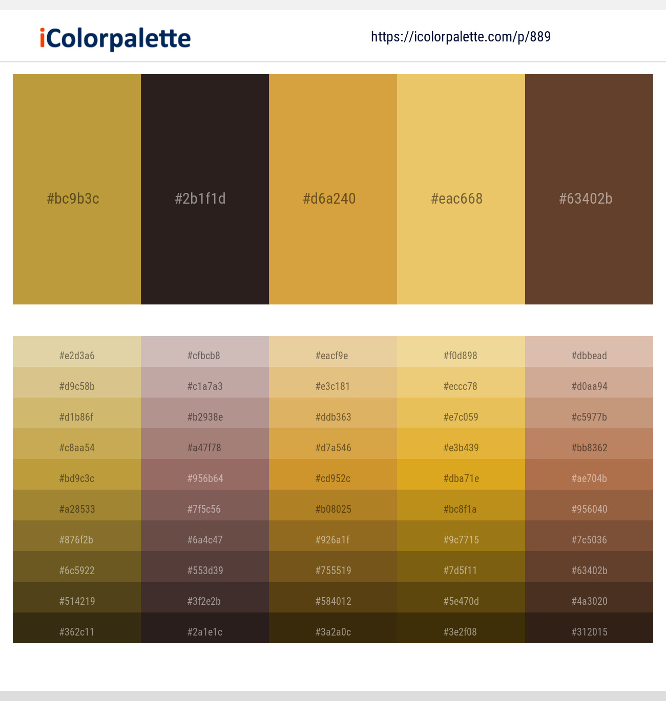 88945 Gold Color Palettes