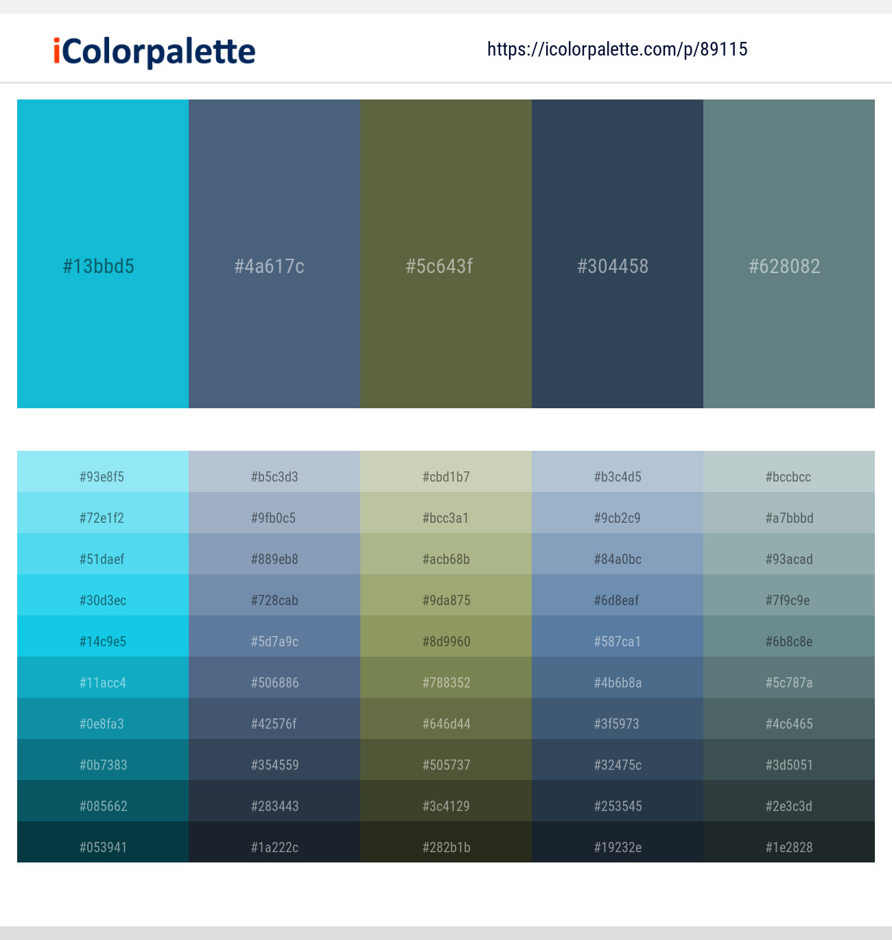 Java – Blue Bayoux – Hemlock – Pickled Bluewood – Juniper Color scheme