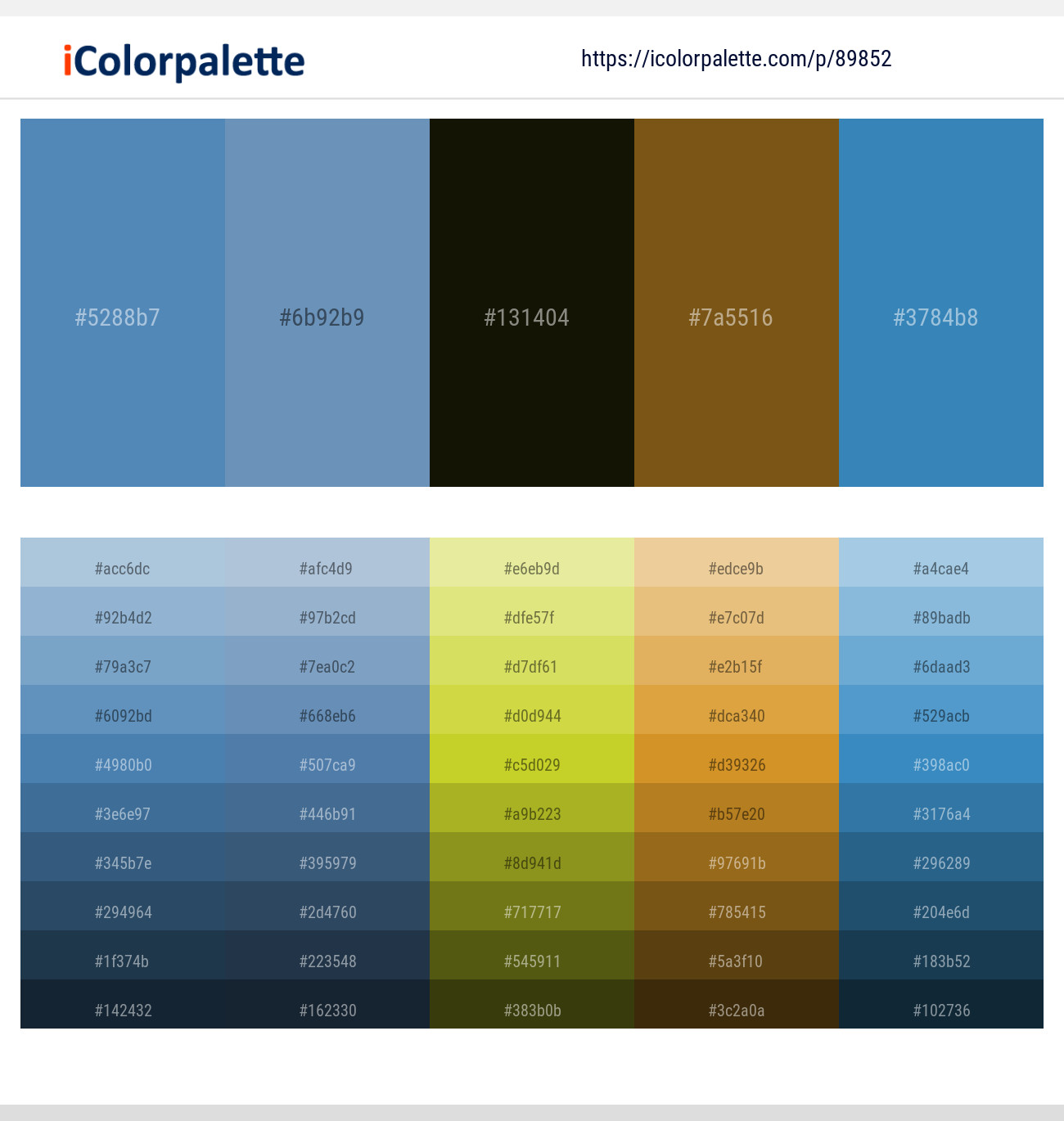 Steel Blue – Ship Cove – Green Waterloo – Raw Umber – Boston Blue Color scheme