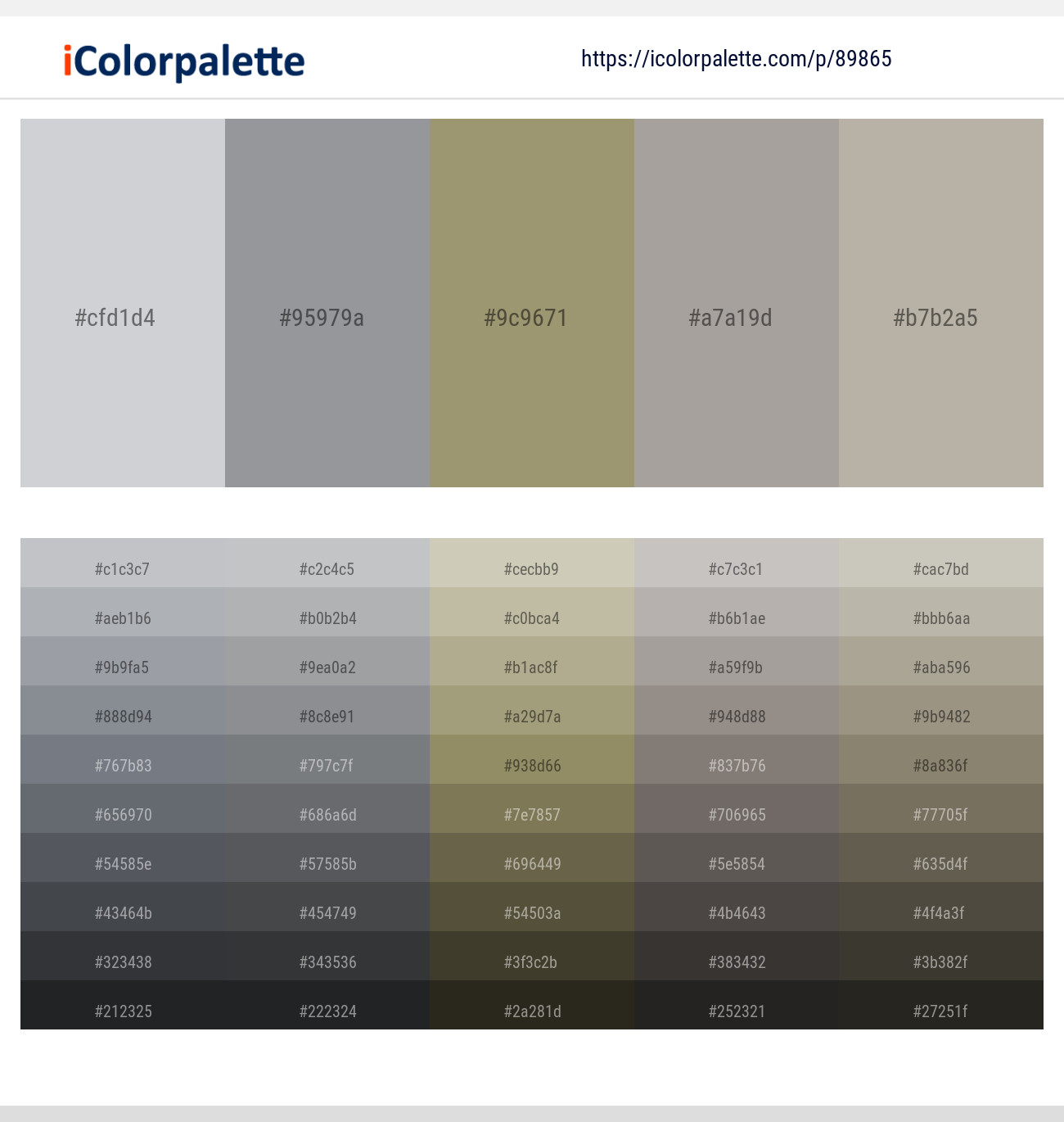 Iron – Oslo Gray – Gurkha – Cloudy – Nomad Color scheme