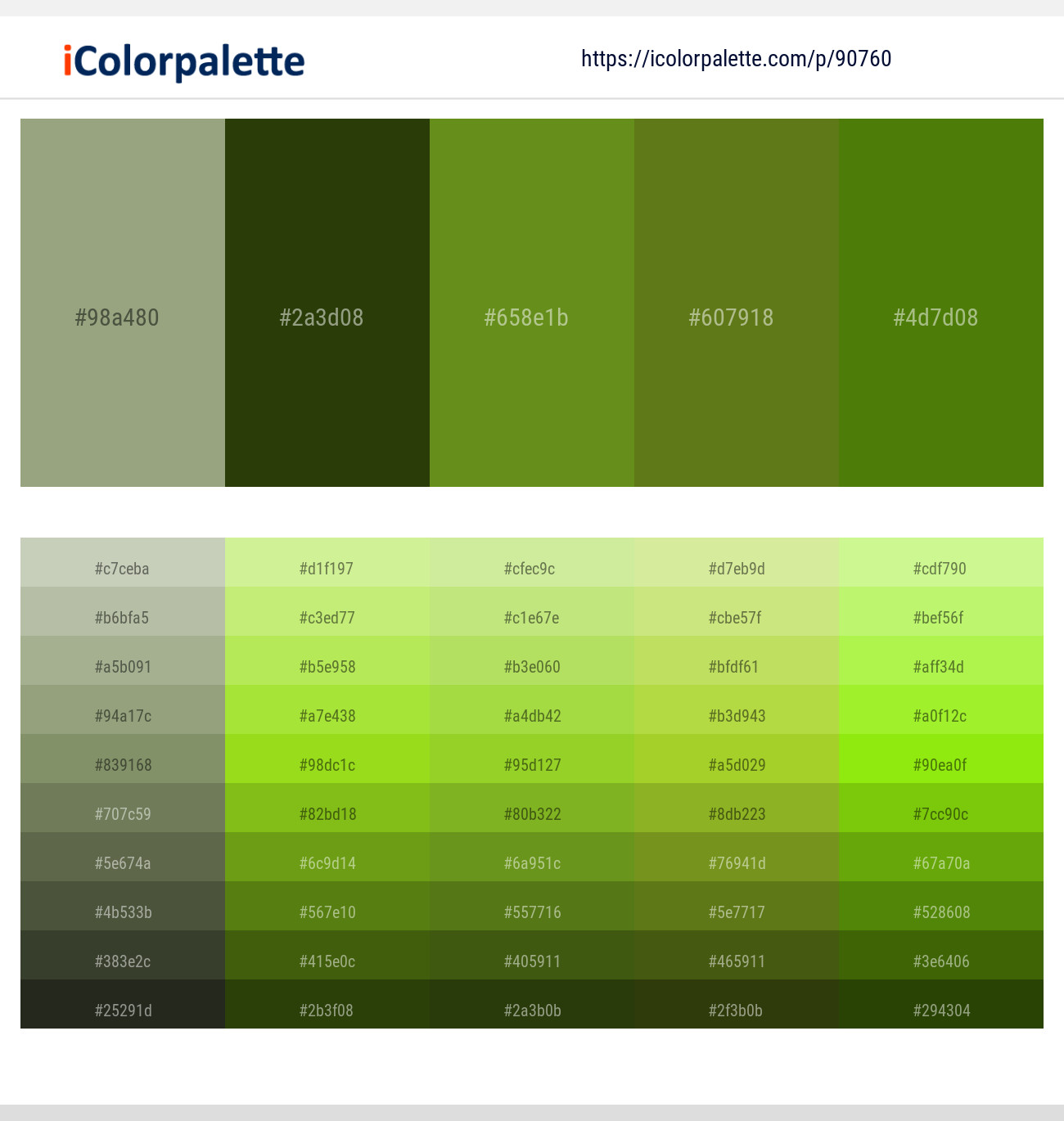 Sage – Turtle Green – Vida Loca – Trendy Green – Green Leaf Color scheme