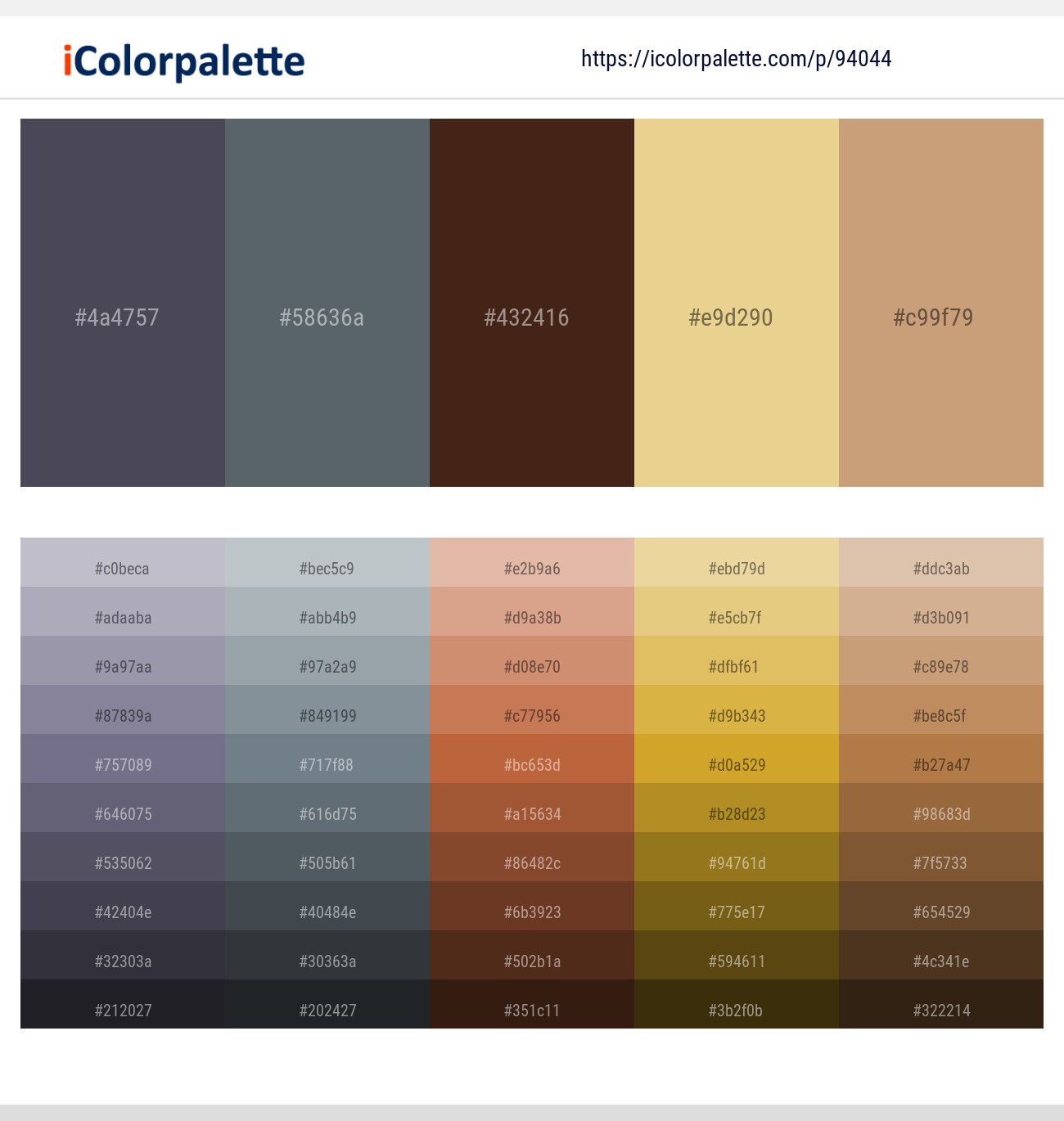 Gun Powder – Shuttle Gray – Cedar – Putty – Tan Color scheme