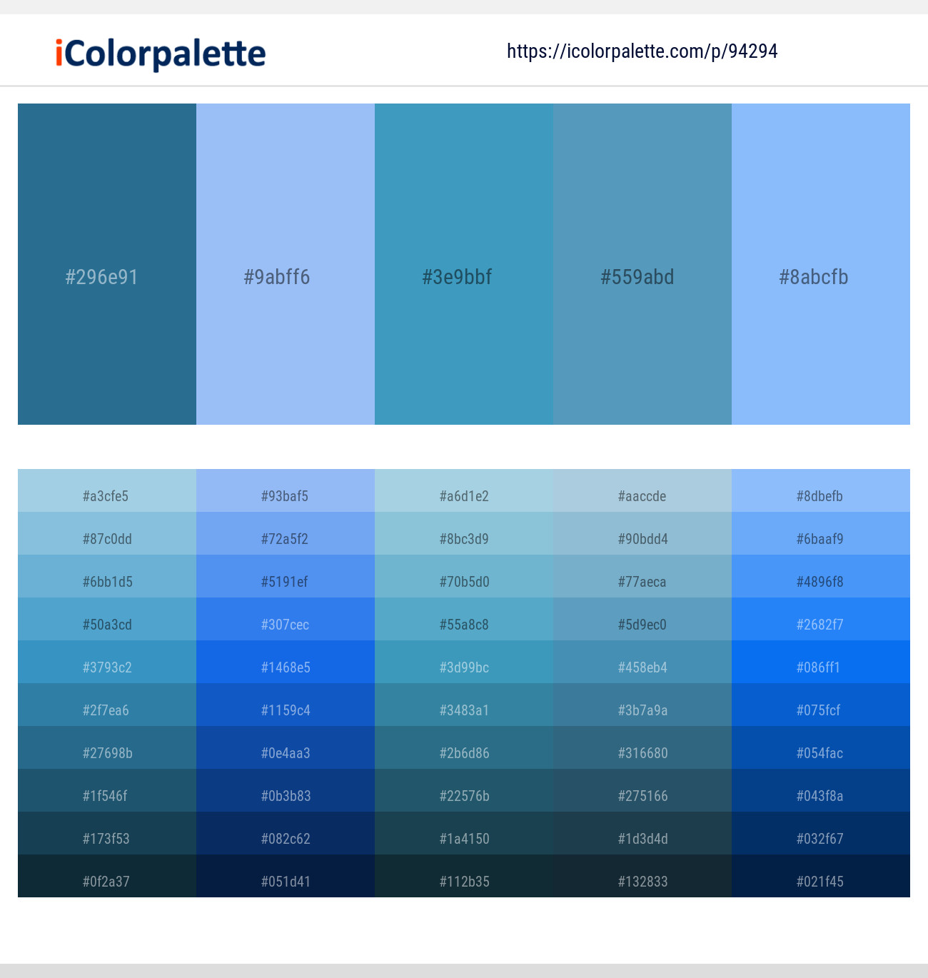 Jelly Bean – Jordy Blue – Pelorous – Fountain Blue – Malibu Color scheme