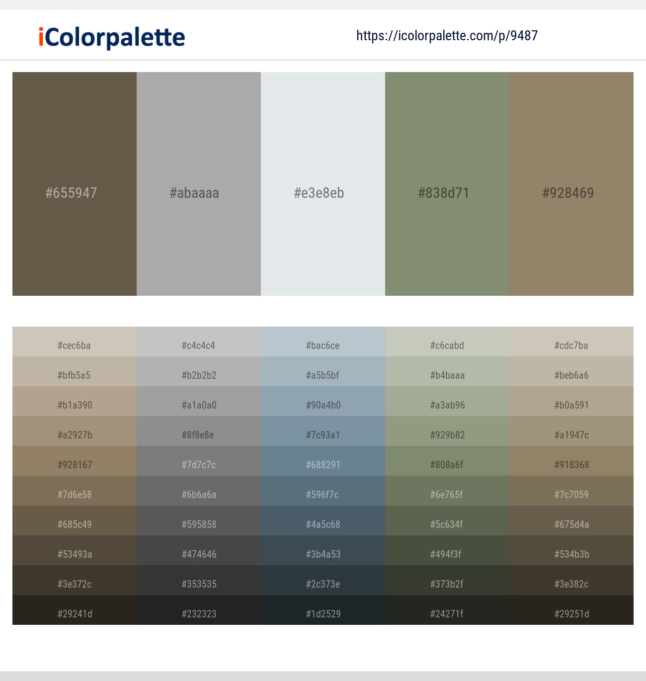 Soya Bean – Silver Chalice – Athens Gray – Battleship Gray – Arrowtown Color scheme