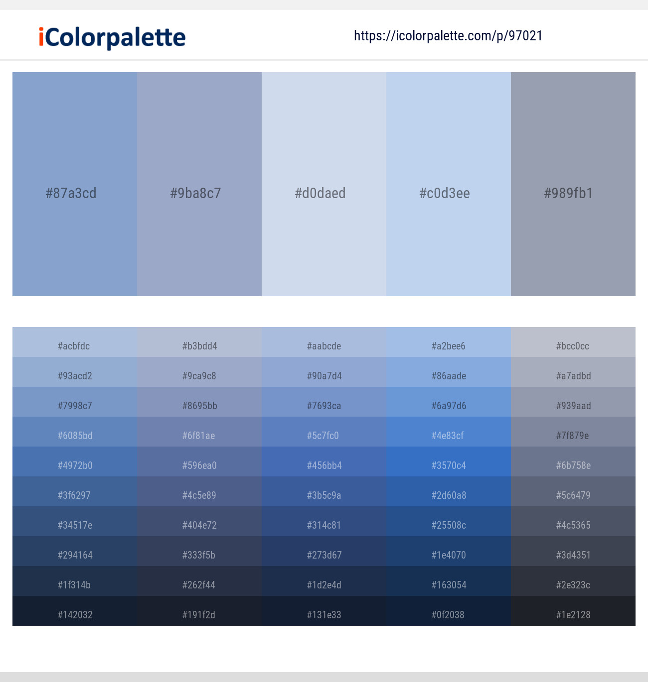 Periwinkle Gray – Cornflower – Periwinkle Gray – Polo Blue – Catalina Blue  Color scheme