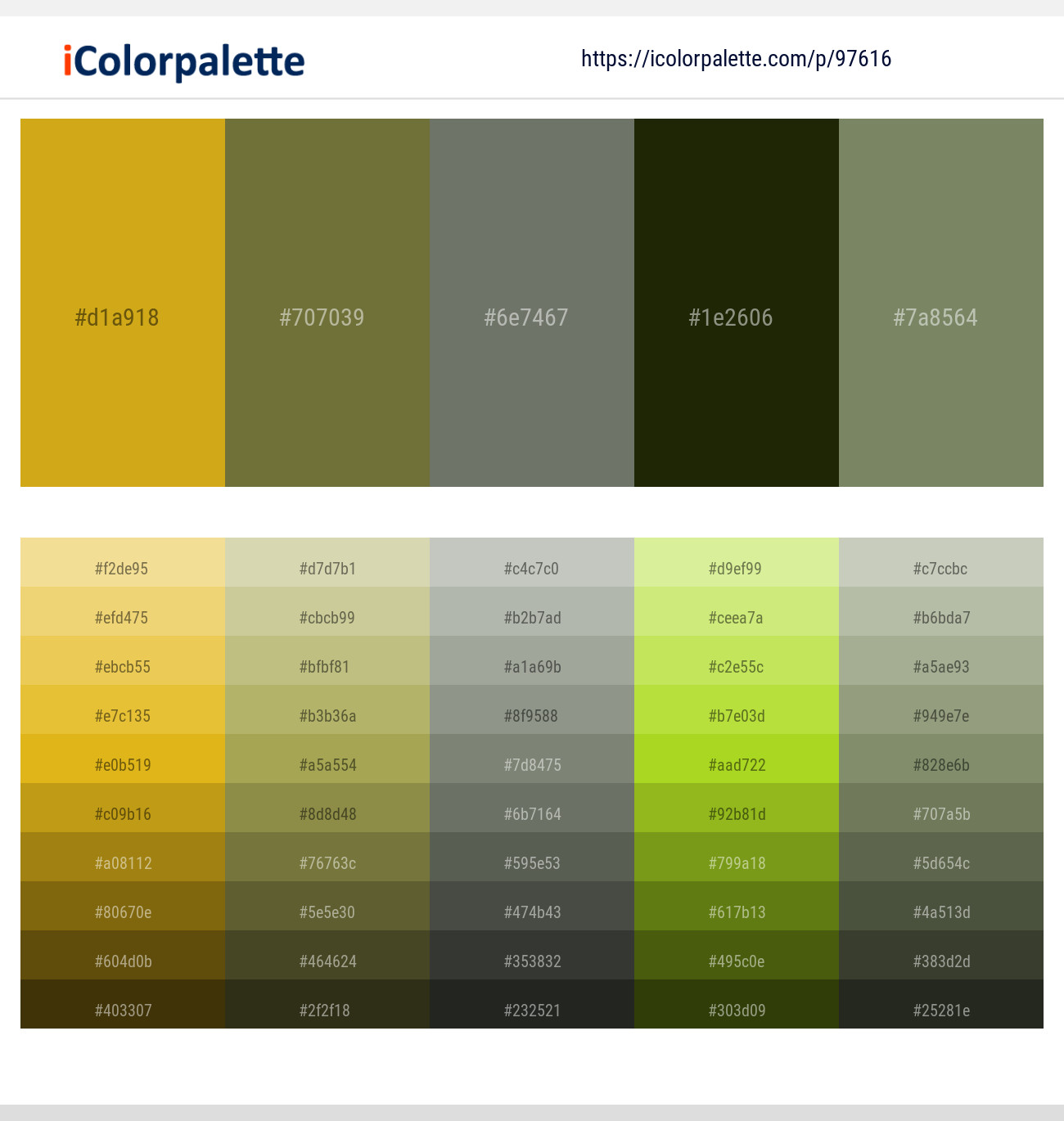 Pizza – Yellow Metal – Limed Ash – Pine Tree – Flax Smoke Color scheme