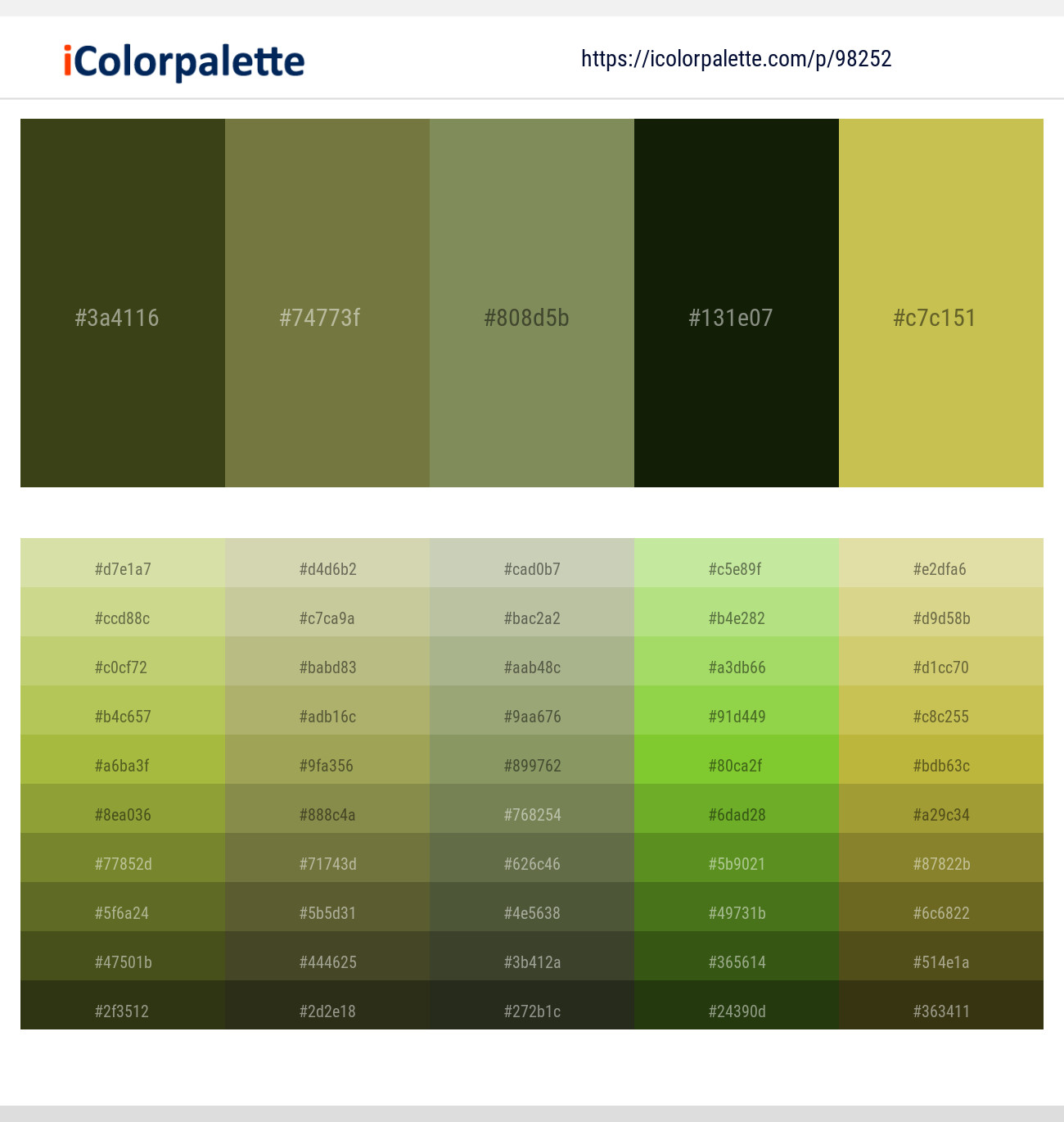 Thatch Green – Yellow Metal – Avocado – Green Waterloo – Turmeric Color scheme