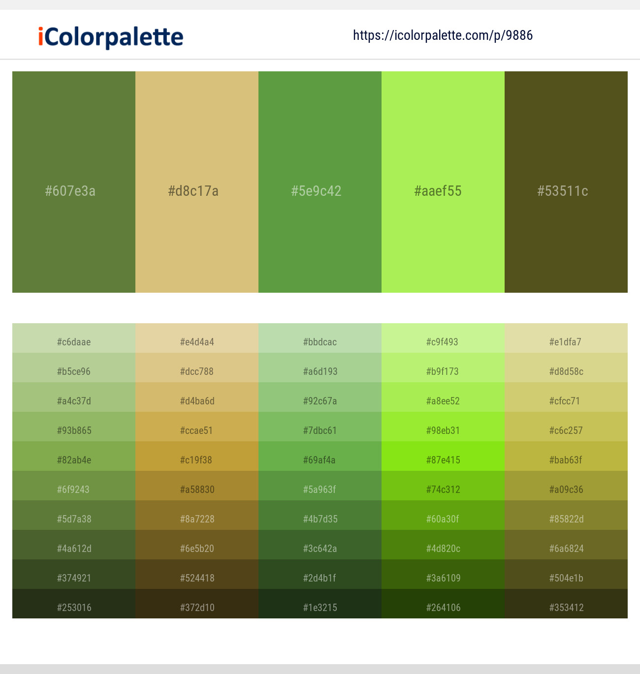 Fern Green – Tacha – Apple – Sulu – Thatch Green Color scheme