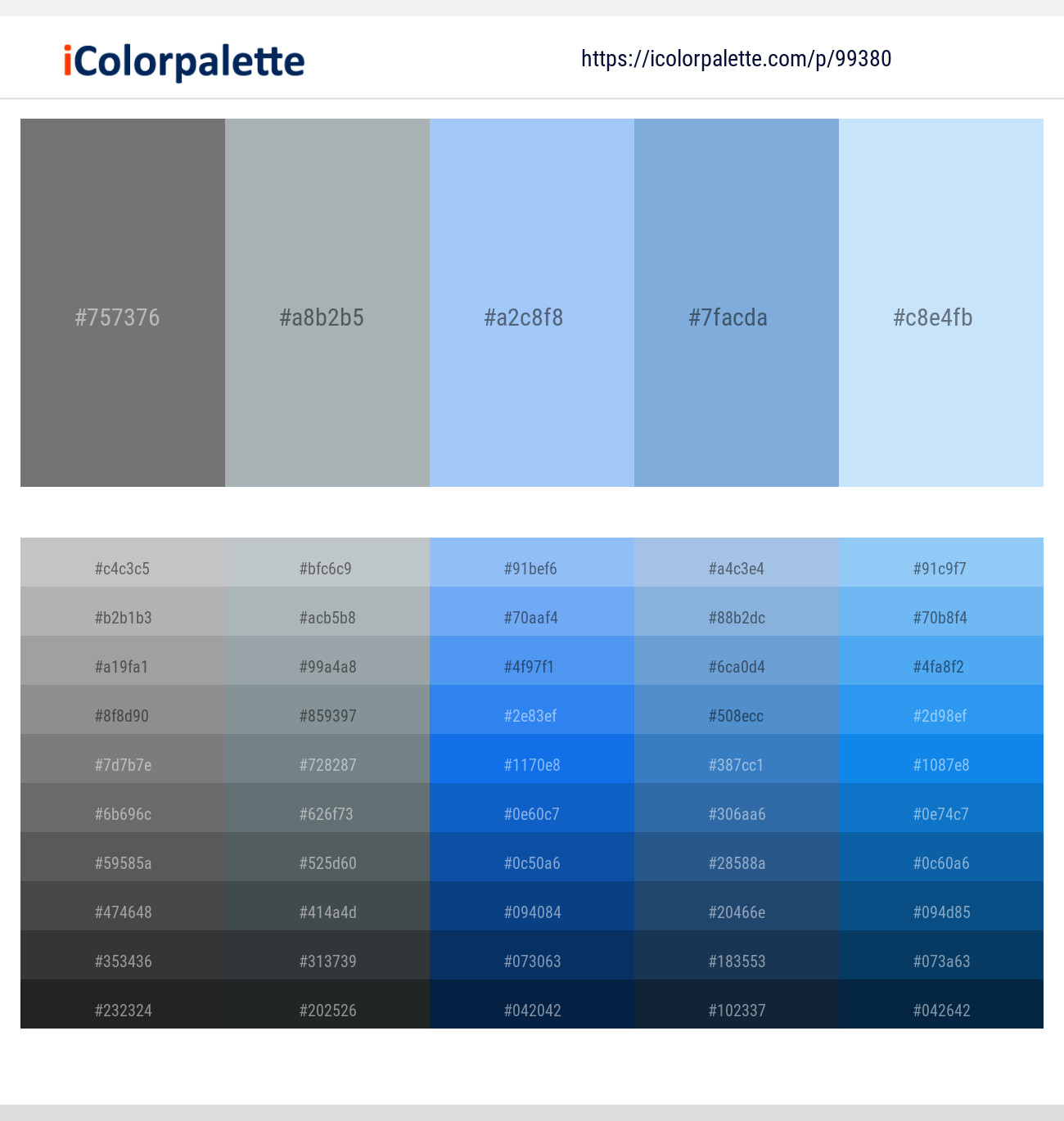 Mobster – Hit Gray – Sail – Danube – Hawkes Blue Color scheme