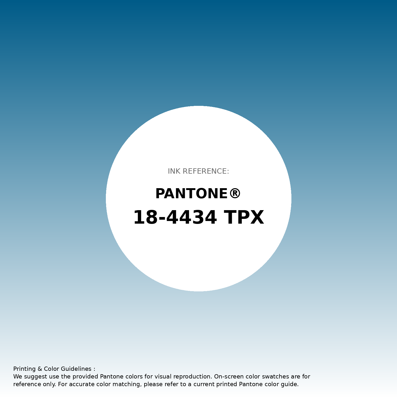 Stunning gradient artwork featuring Pantone 18-4434 Tpx Mykonos Blue Color | Hex color Code #005b88. Beautiful color transitions perfect for modern designs and backgrounds. #gradient #colorart #design #005b88