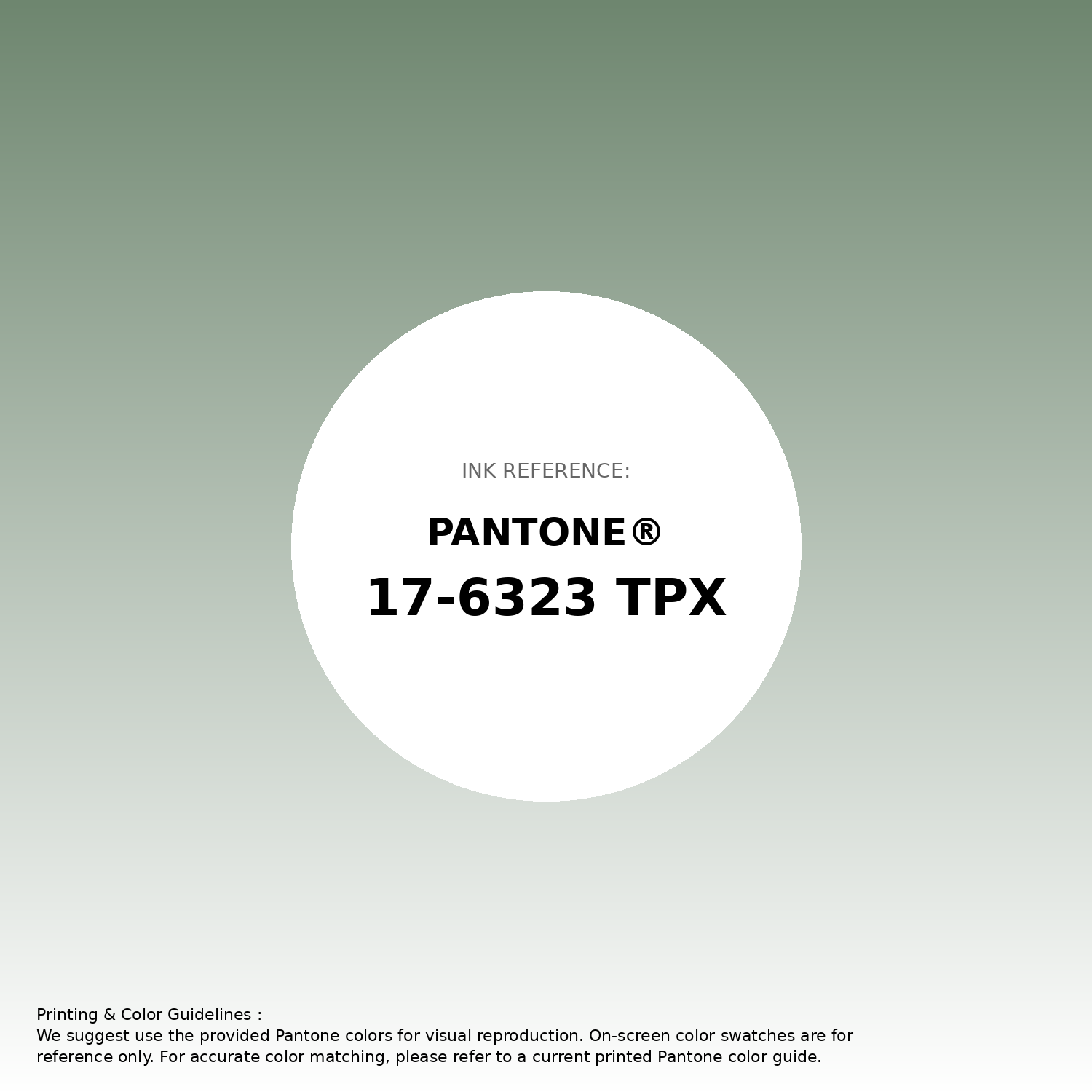 Hex Color #6e866f | Printing Match PANTONE 17-6323 TPX | Color