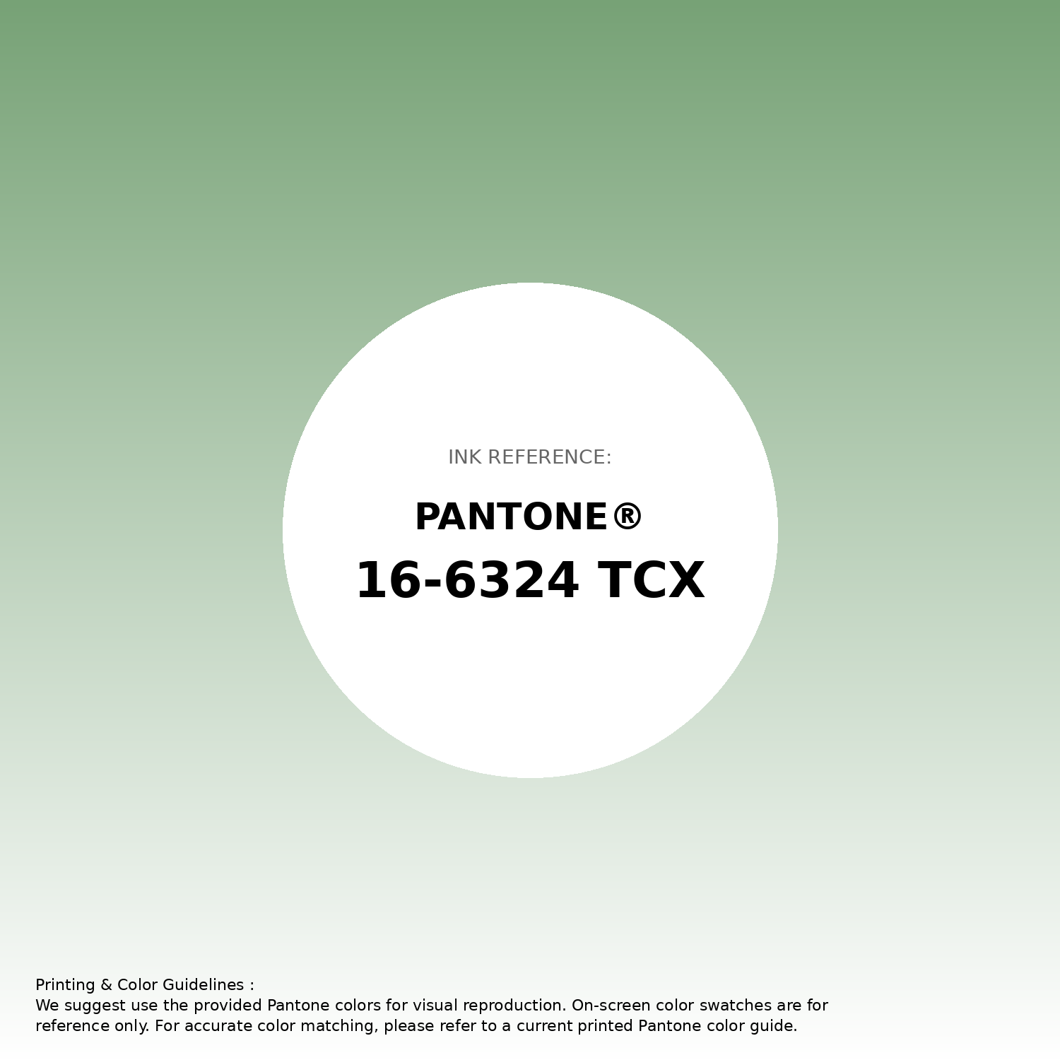 PANTONE 色見本 セット Hex Color #77A276 — Pantone 16-6324 TCX Match, RGB, CMYK
