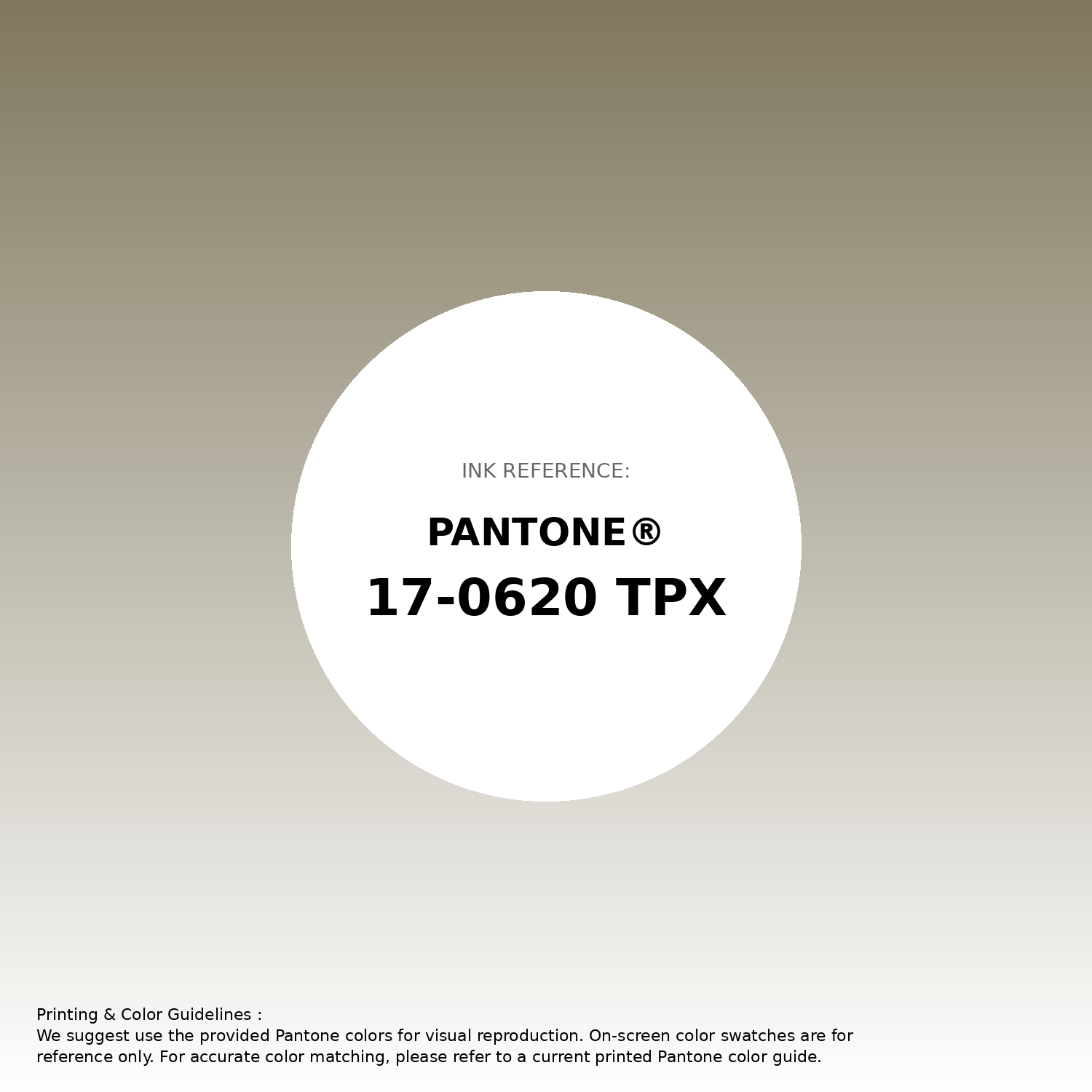 Hex Color #7f775d | Printing Match PANTONE 17-0620 TPX | Color conversion  CMYK | Hsl | Rgb
