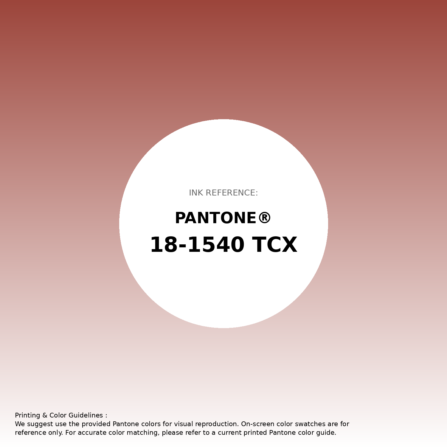 Hex Color #9c453b | Printing Match PANTONE 18-1540 TCX | Color