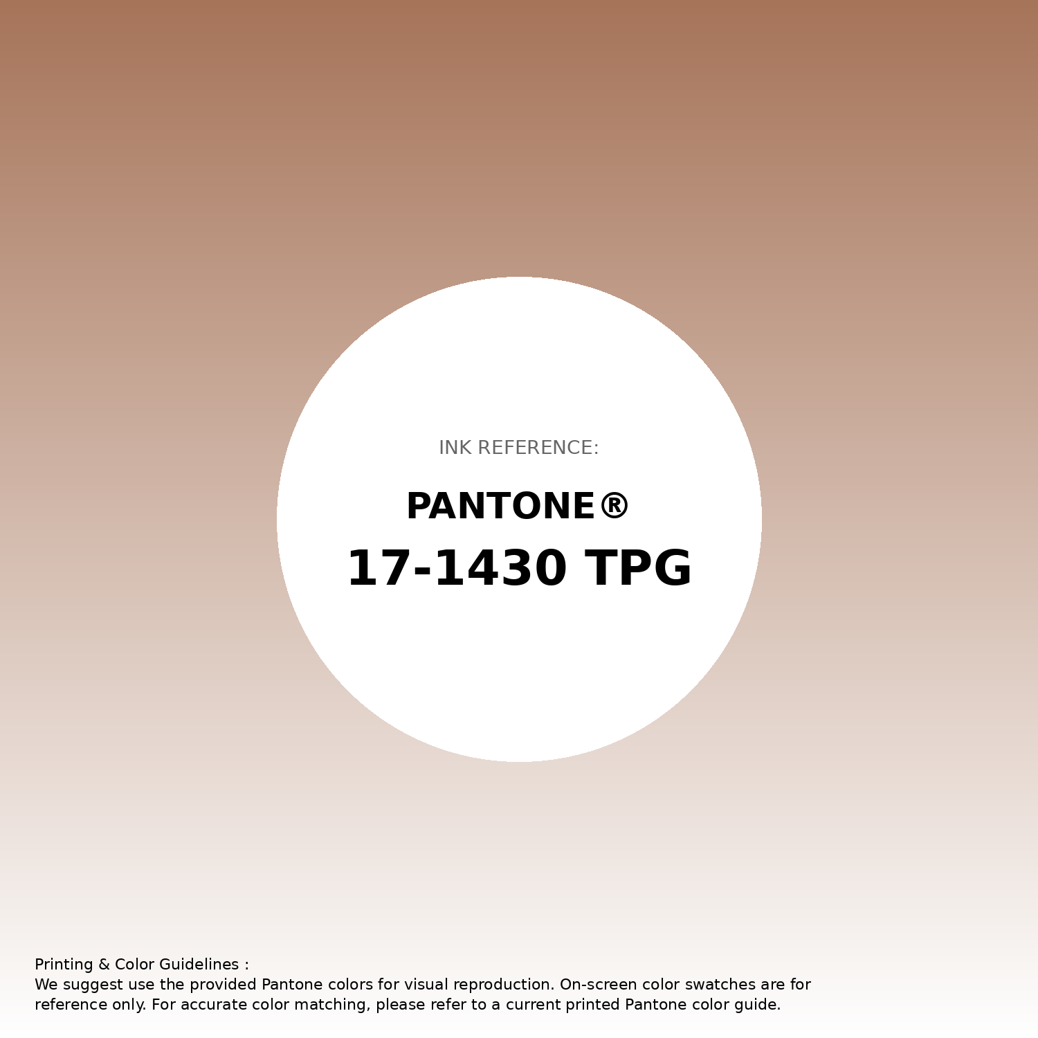 Stunning gradient artwork featuring Pantone 17-1430 Tpg Pecan Brown Color | Hex color Code #a67459. Beautiful color transitions perfect for modern designs and backgrounds. #gradient #colorart #design #a67459