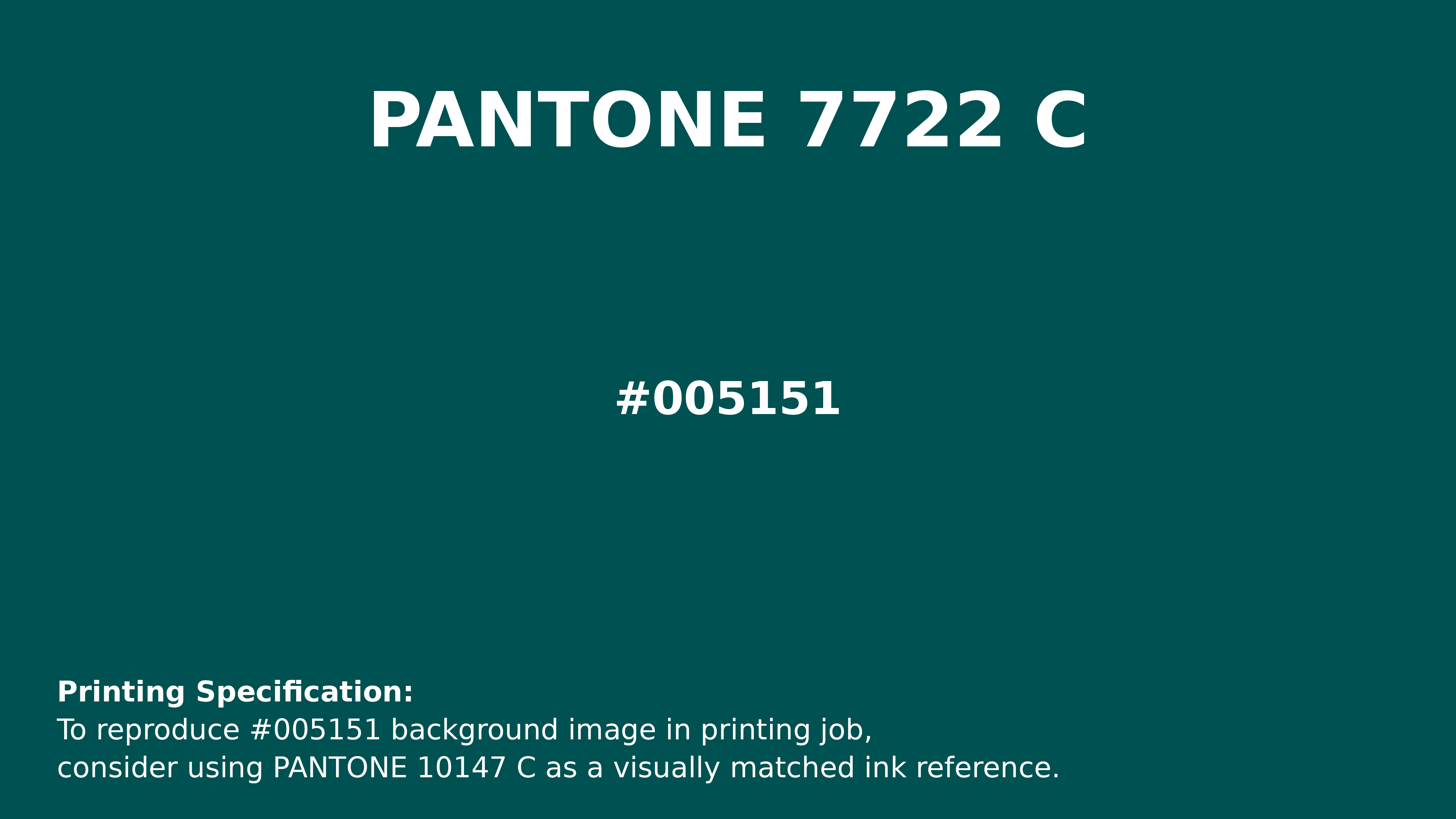 Hex Color #005151 | Pantone PANTONE 7722 C | Hsl | Rgb