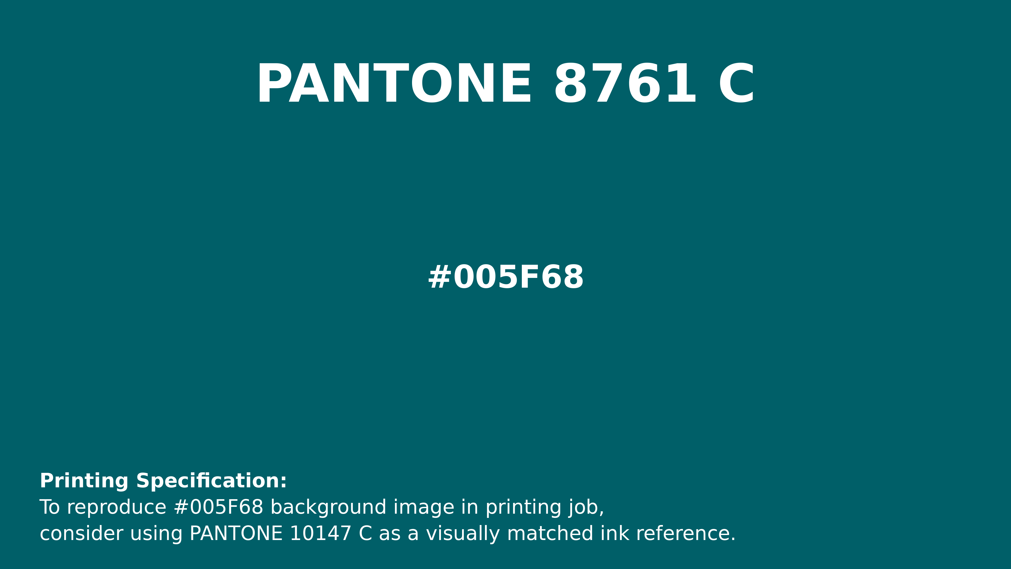 Professional Pantone color reference guide for Pantone 8761 C Color | Hex color Code #005f68. Perfect for printing specifications and color matching in production. #pantone #colormatching #printing #005f68