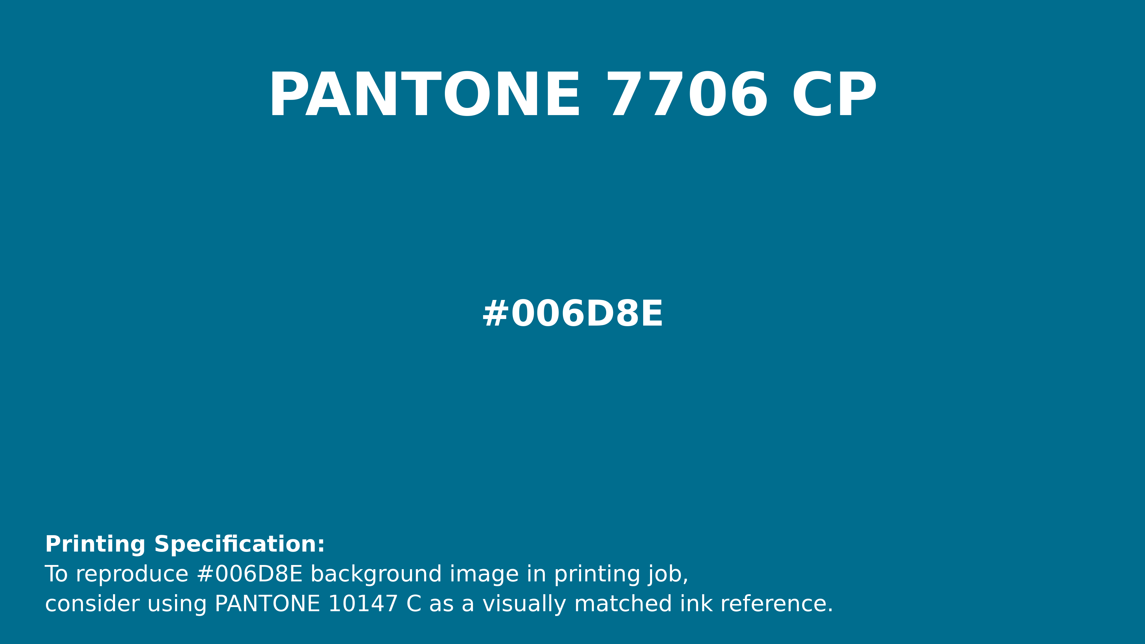 Professional Pantone color reference guide for  Copacabana (similar) Color | Hex 006d8e. Perfect for printing specifications and color matching in production. #pantone #colormatching #printing #006d8e
