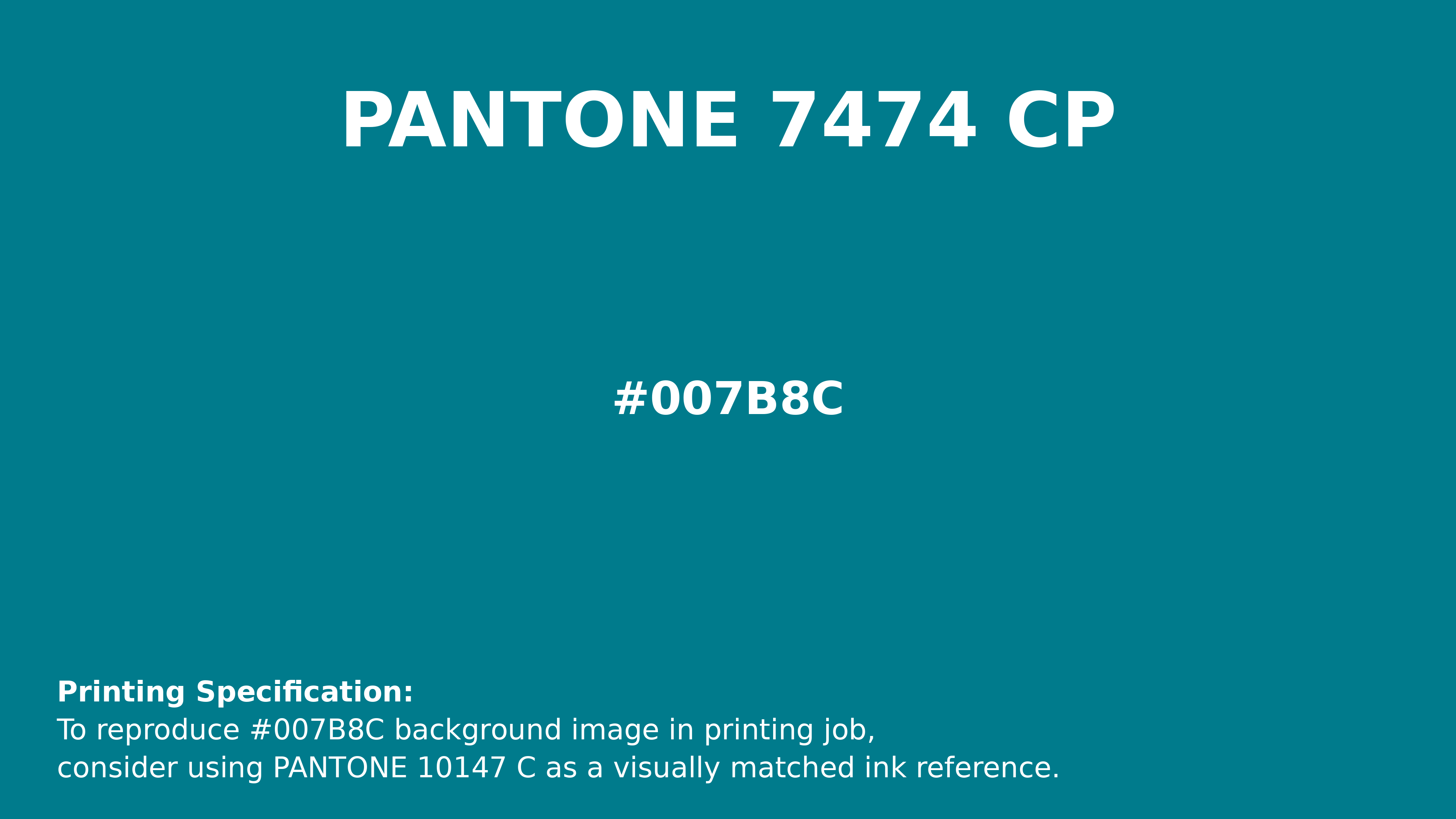 Professional Pantone color reference guide for  Enamel Blue (similar) Color | Hex 007b8c. Perfect for printing specifications and color matching in production. #pantone #colormatching #printing #007b8c