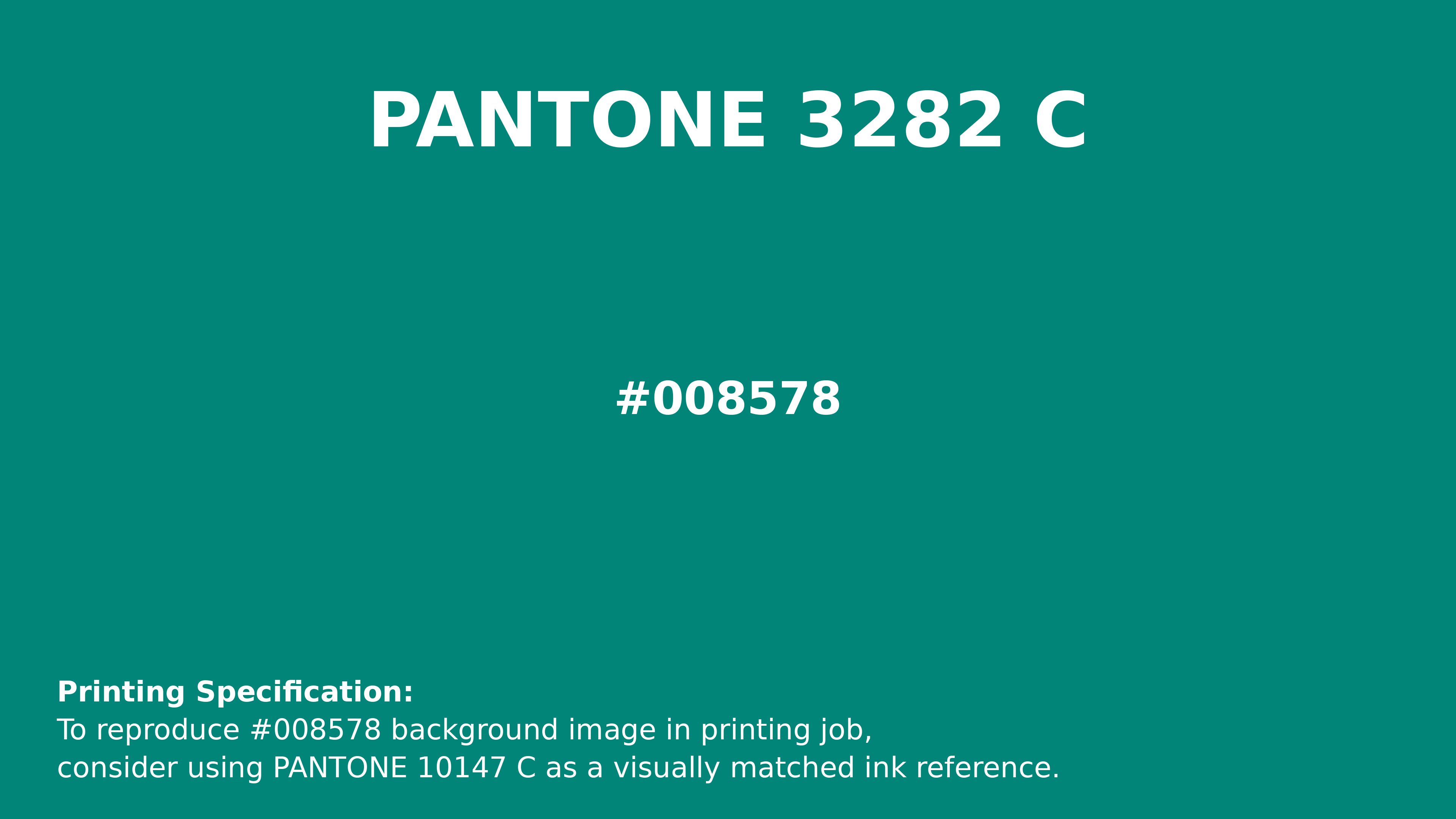Professional Pantone color reference guide for Pantone 3282 C Color | Hex color Code #008578. Perfect for printing specifications and color matching in production. #pantone #colormatching #printing #008578