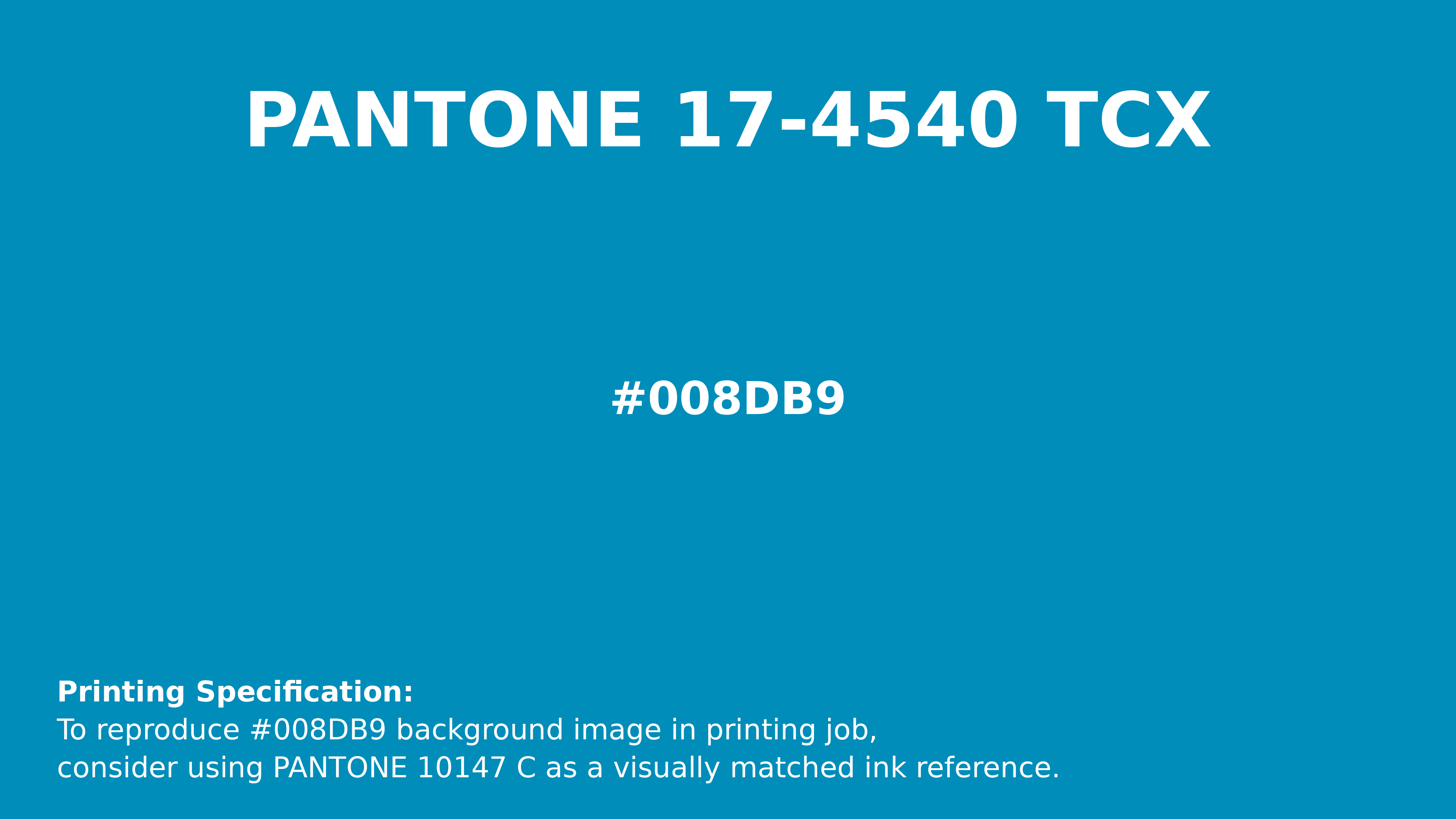 Professional Pantone color reference guide for Pantone 17-4540 Tcx Hawaiian Ocean Color | Hex color Code #008db9. Perfect for printing specifications and color matching in production. #pantone #colormatching #printing #008db9