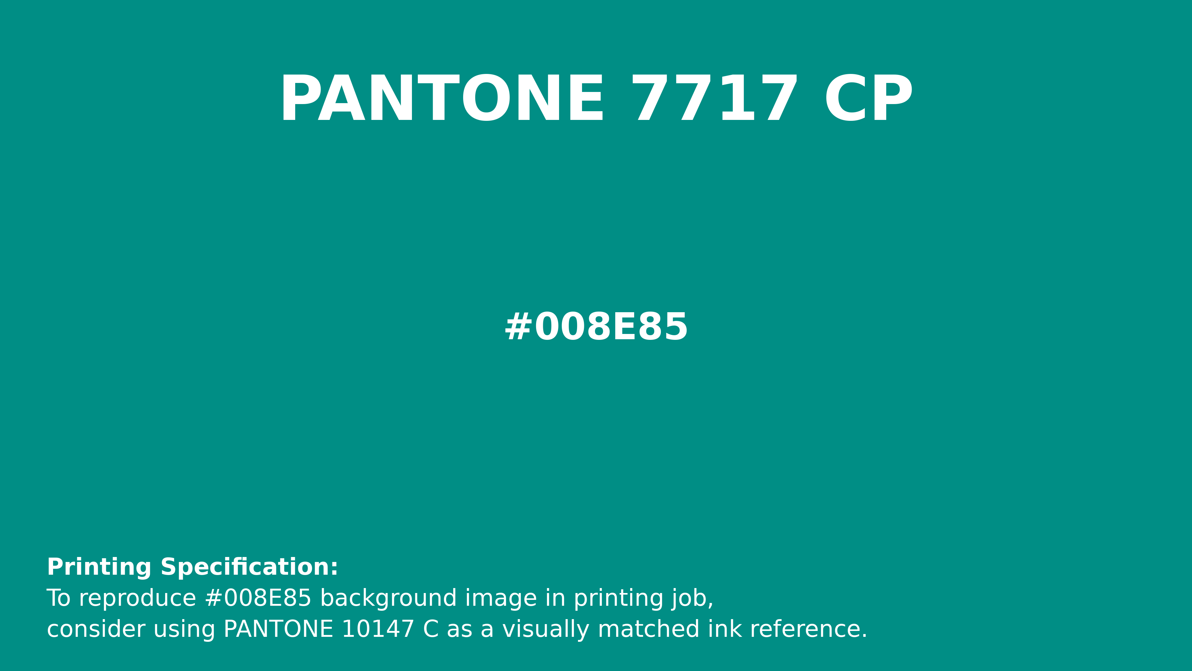 Professional Pantone color reference guide for  Emerald Coast (similar) Color | Hex 008e85. Perfect for printing specifications and color matching in production. #pantone #colormatching #printing #008e85