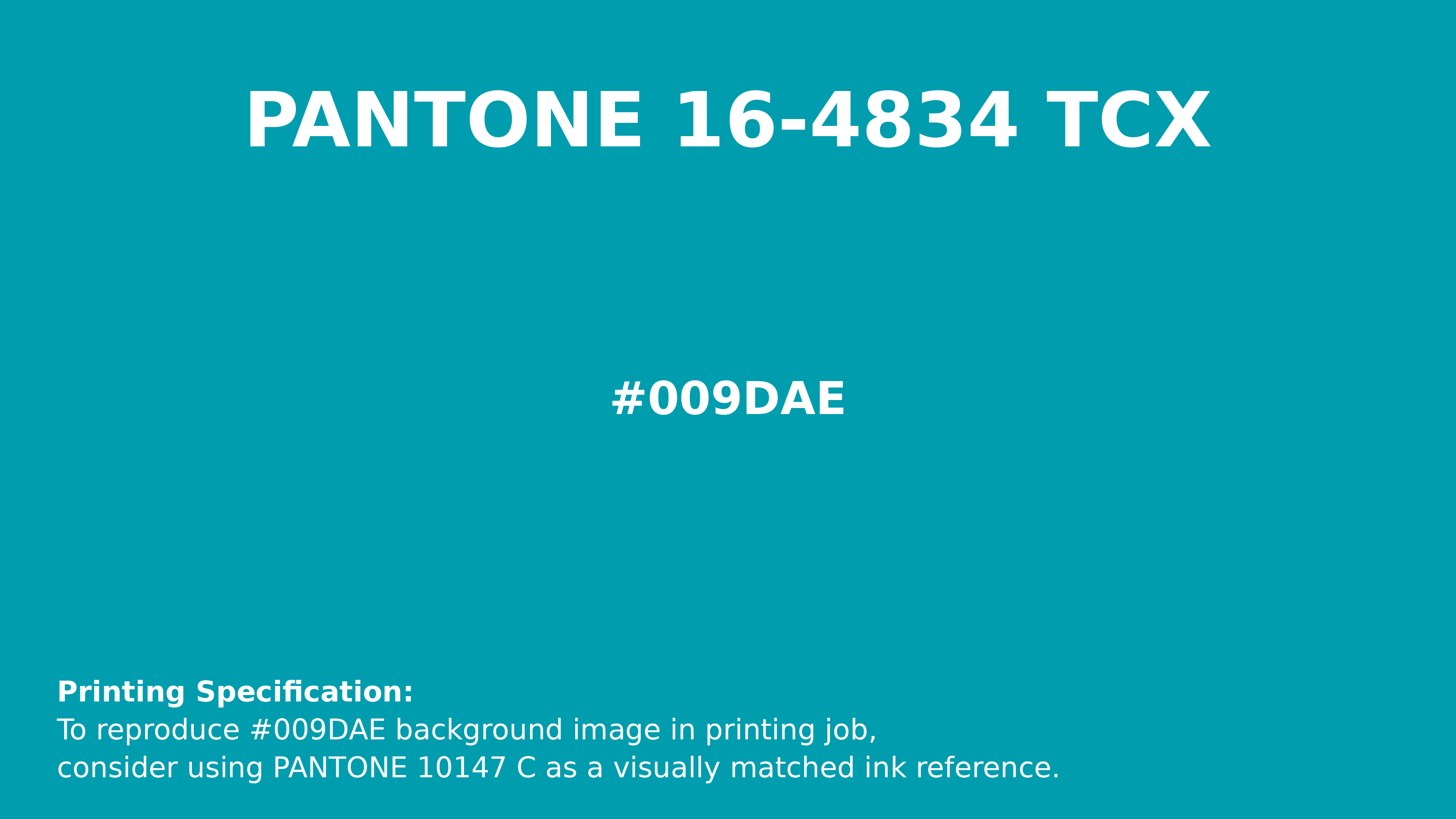 Hex Color #009dae | Printing Match PANTONE 16-4834 TCX | Color