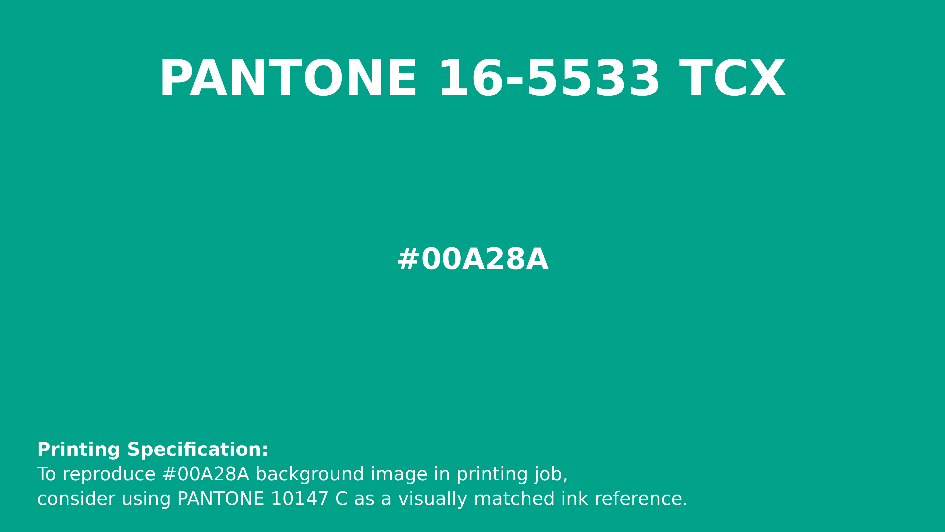 Hex Color #00a28a | Printing Match PANTONE 16-5533 TCX | Color