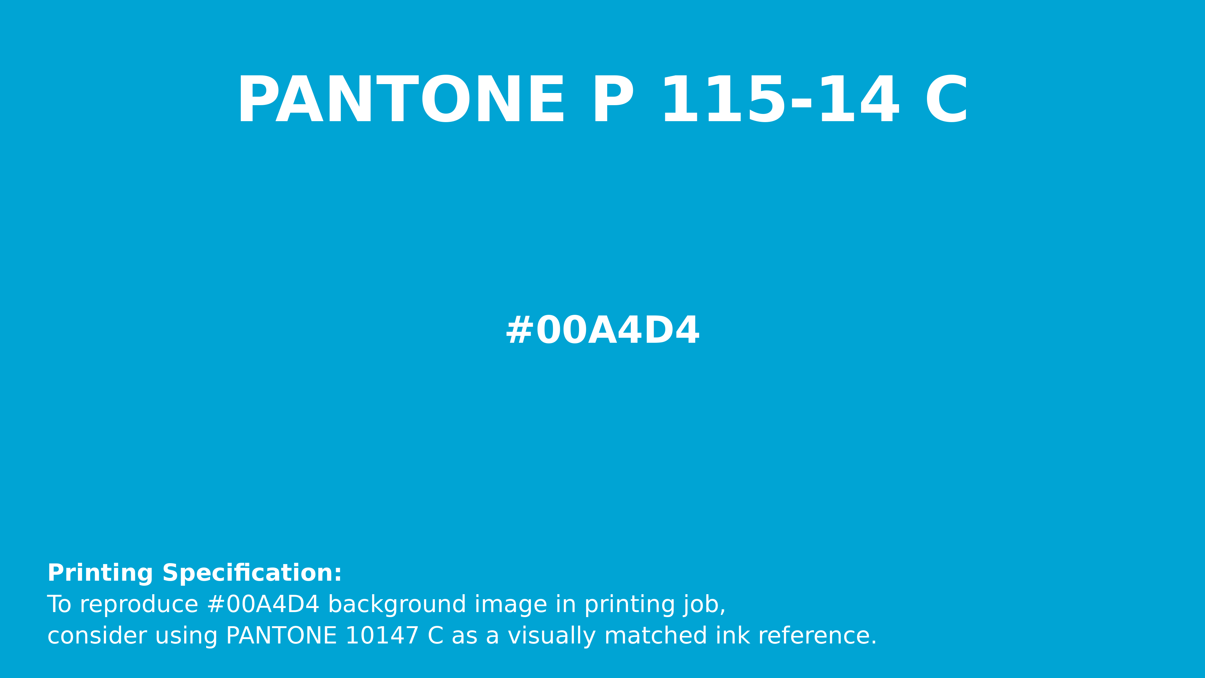 Professional Pantone color reference guide for Pantone P 115-14 C Color | Hex color Code #00a4d4. Perfect for printing specifications and color matching in production. #pantone #colormatching #printing #00a4d4
