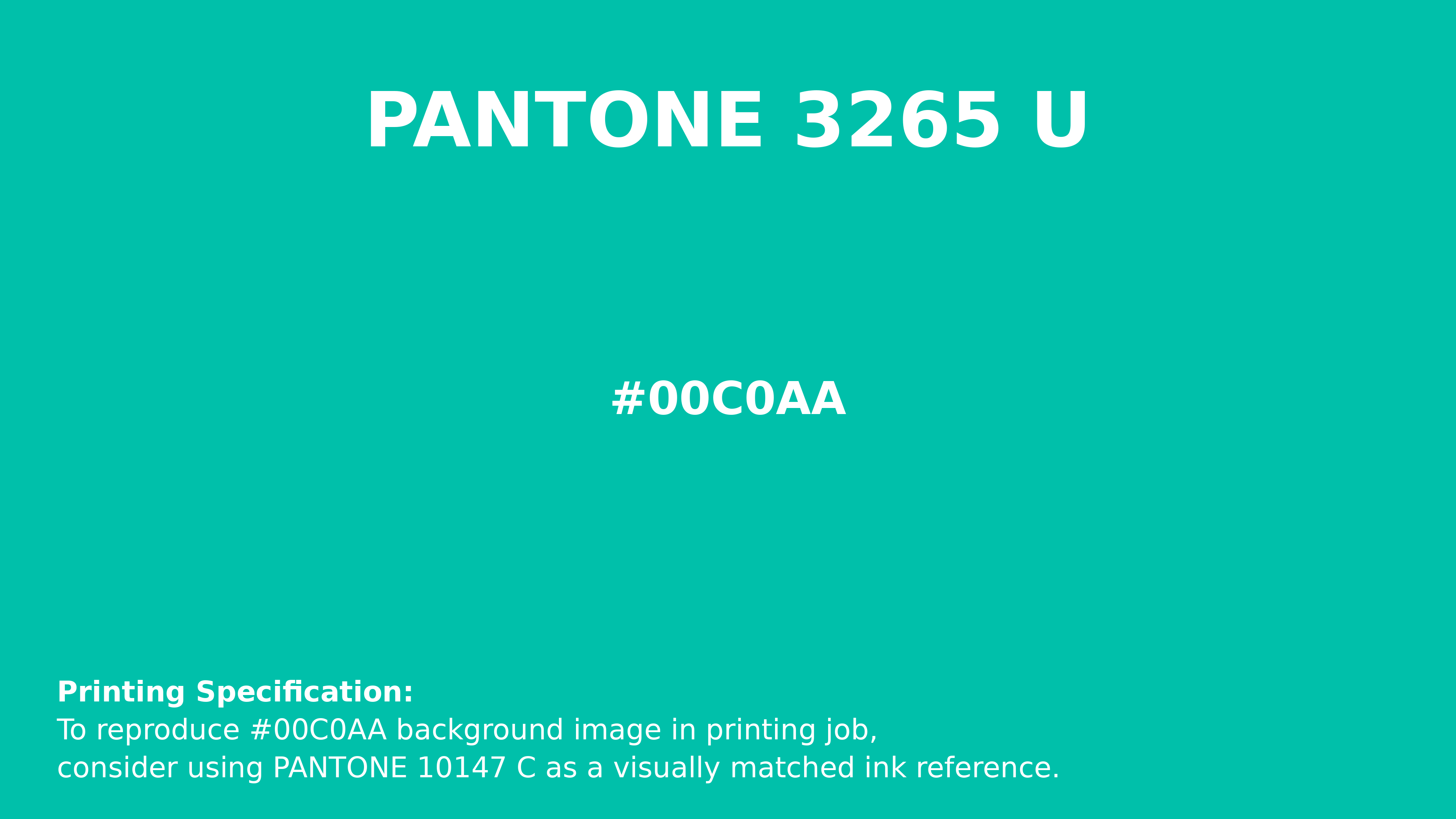 Professional Pantone color reference guide for Pantone 3265 U Color | Hex color Code #00c0aa. Perfect for printing specifications and color matching in production. #pantone #colormatching #printing #00c0aa