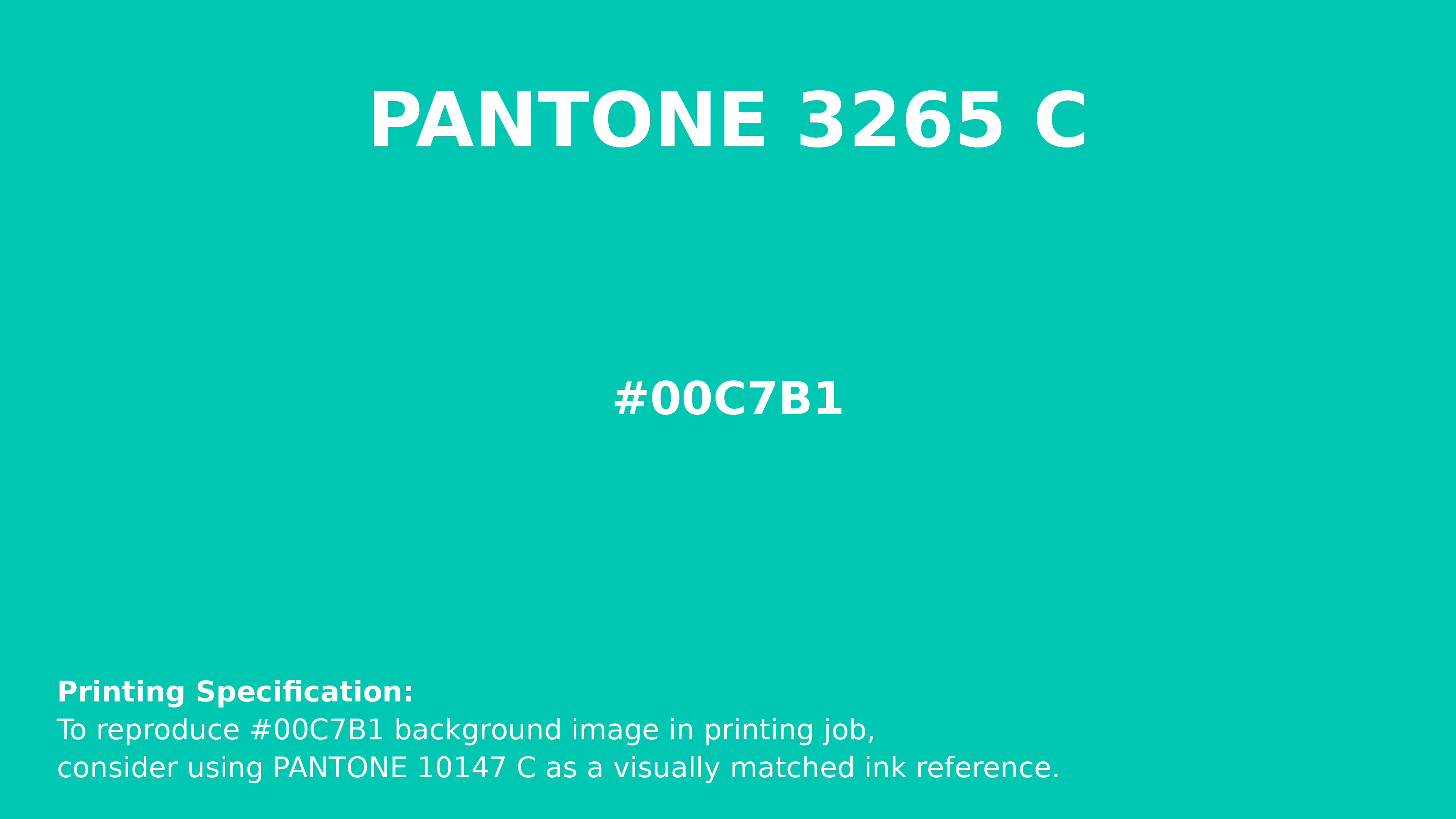 Hex Color #00c7b1 | Printing Match PANTONE 3265 C | Color conversion ...