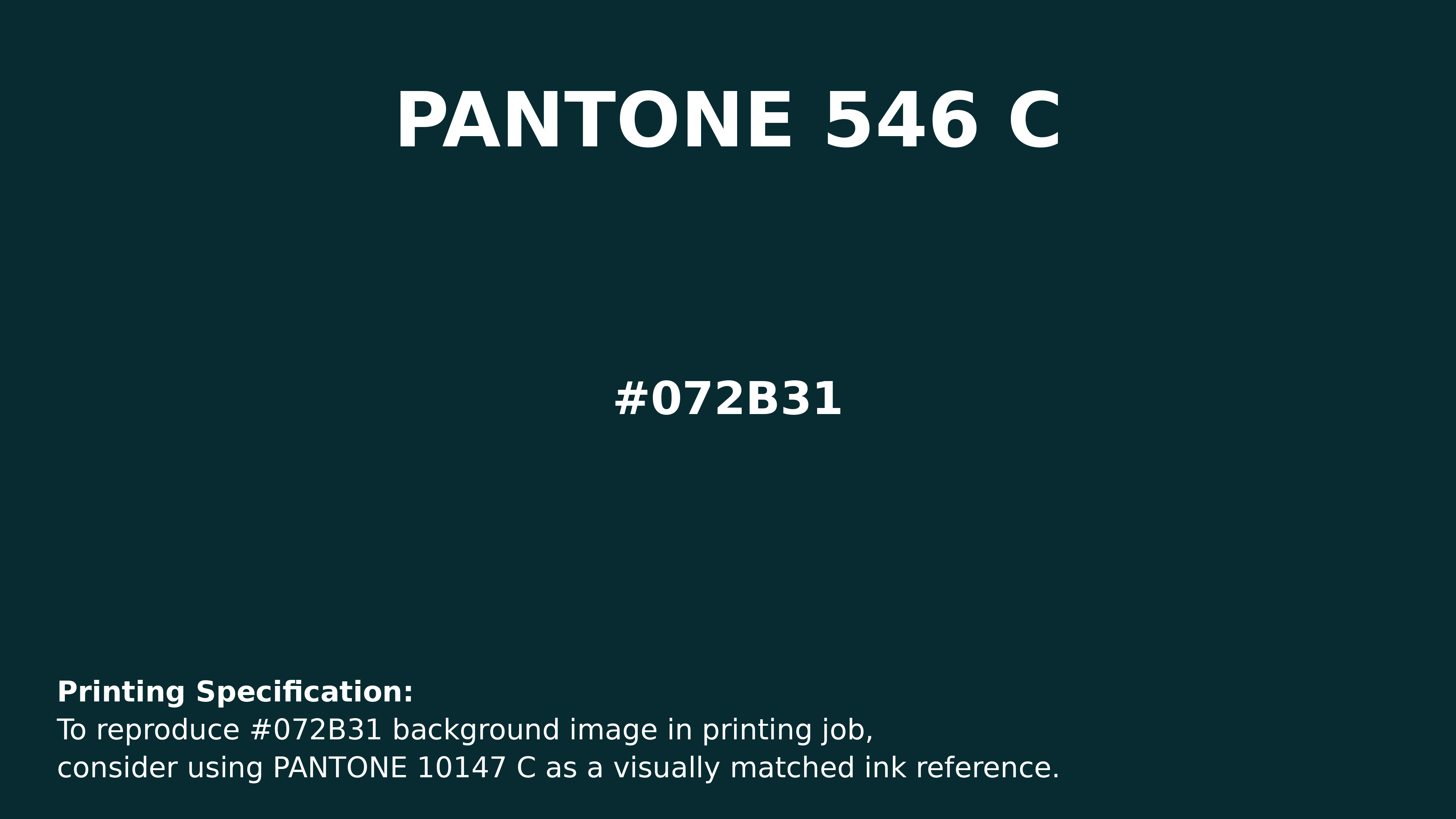 Professional Pantone color reference guide for Pantone 546 C Color | Hex color Code #072b31. Perfect for printing specifications and color matching in production. #pantone #colormatching #printing #072b31