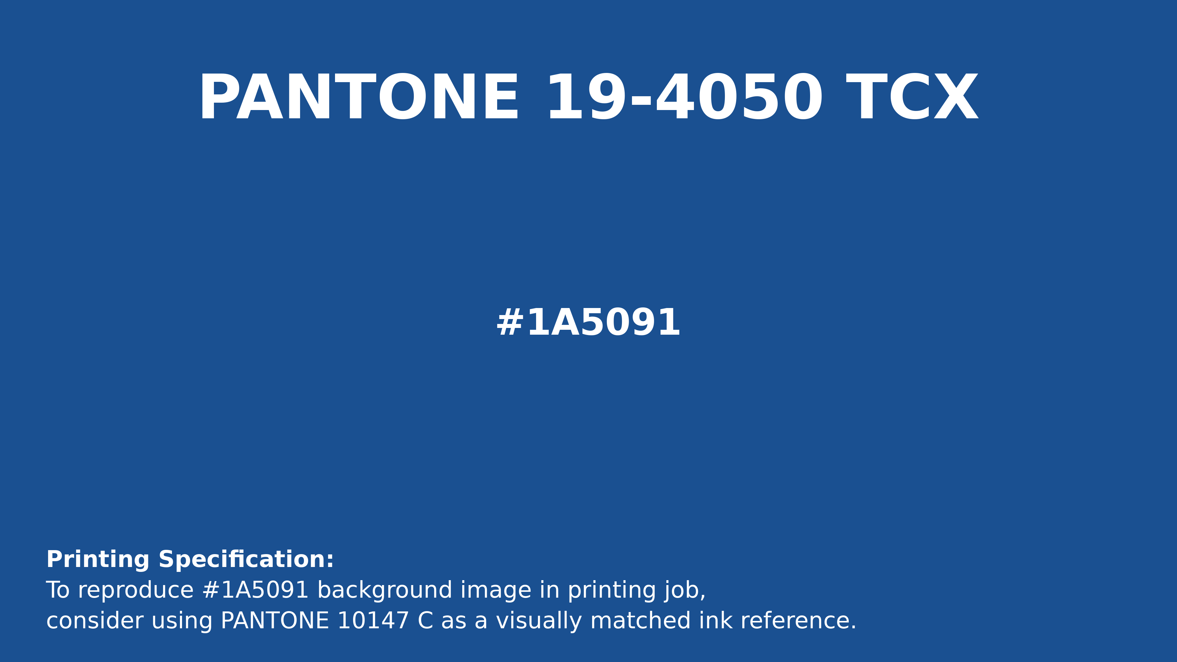 Professional Pantone color reference guide for Pantone 19-4050 Tcx Nautical Blue Color | Hex color Code #1a5091. Perfect for printing specifications and color matching in production. #pantone #colormatching #printing #1a5091