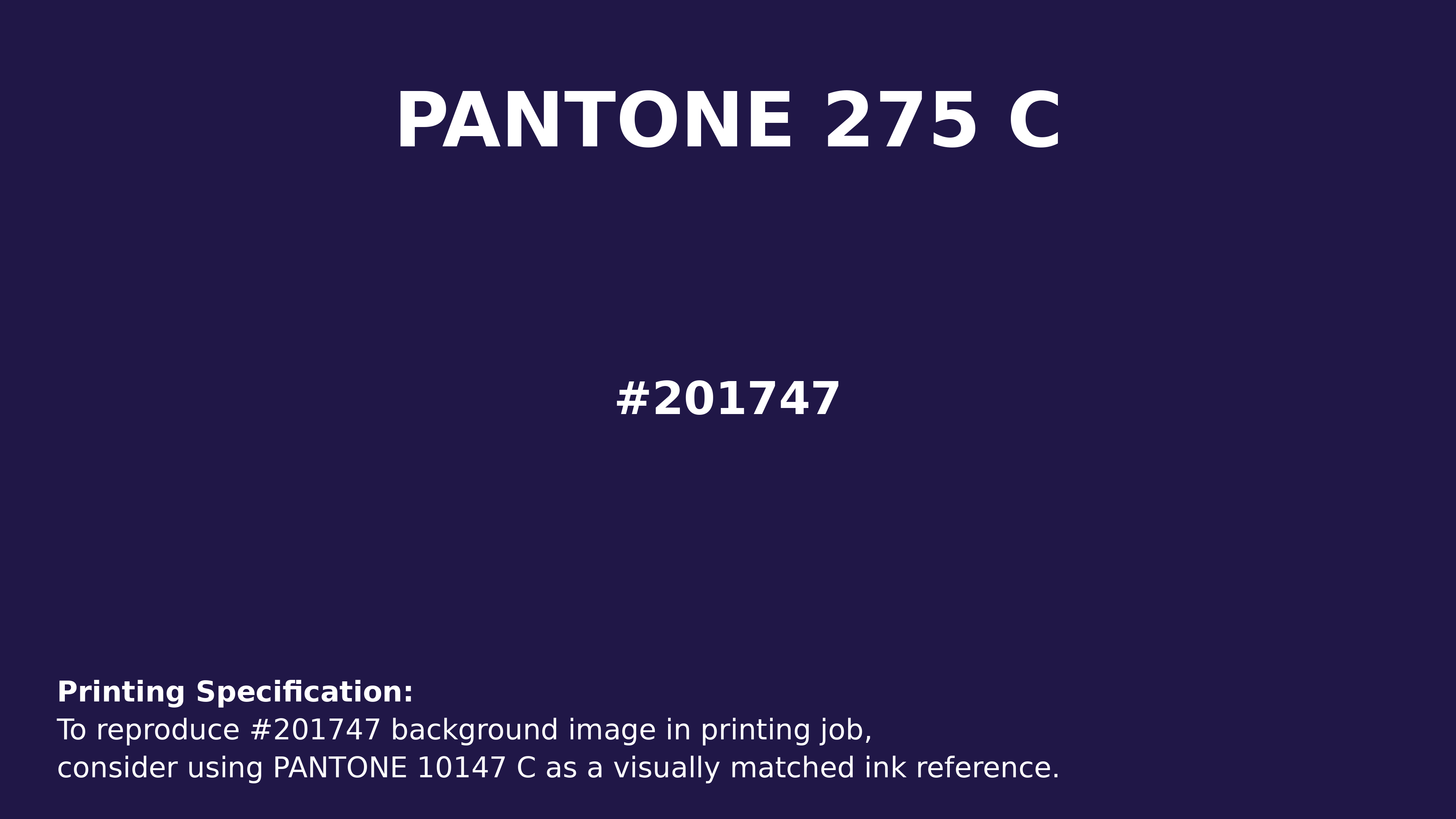 Hex Color #201747 | Printing Match PANTONE 275 C | Color conversion ...