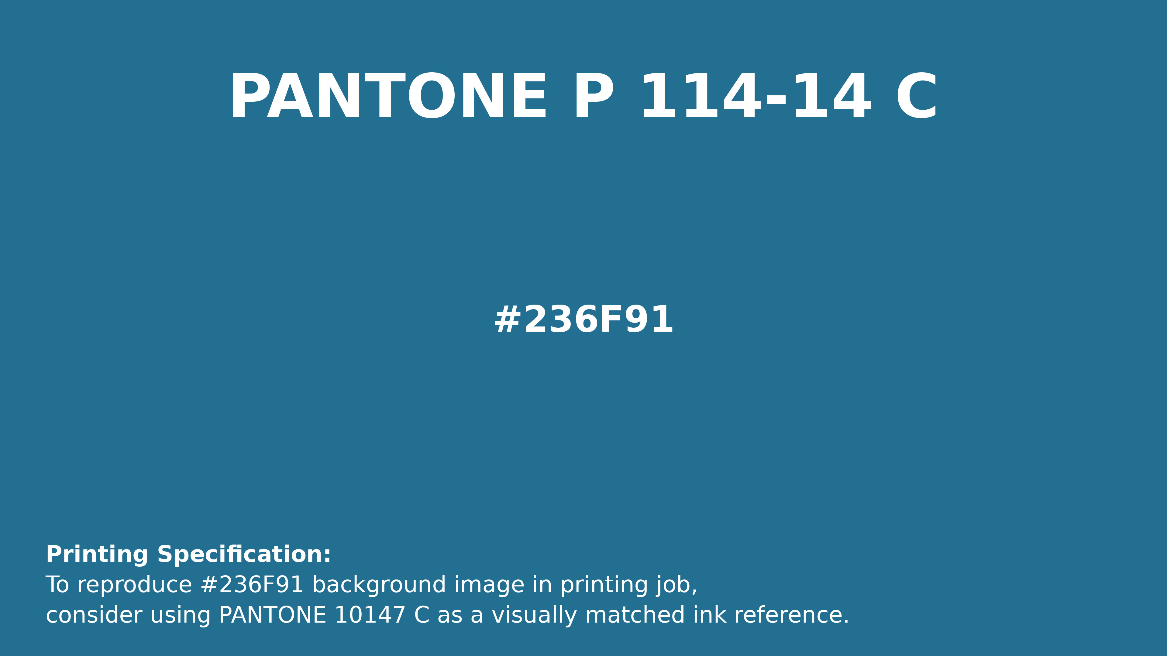 Professional Pantone color reference guide for Pantone P 114-14 C Color | Hex color Code #236f91. Perfect for printing specifications and color matching in production. #pantone #colormatching #printing #236f91