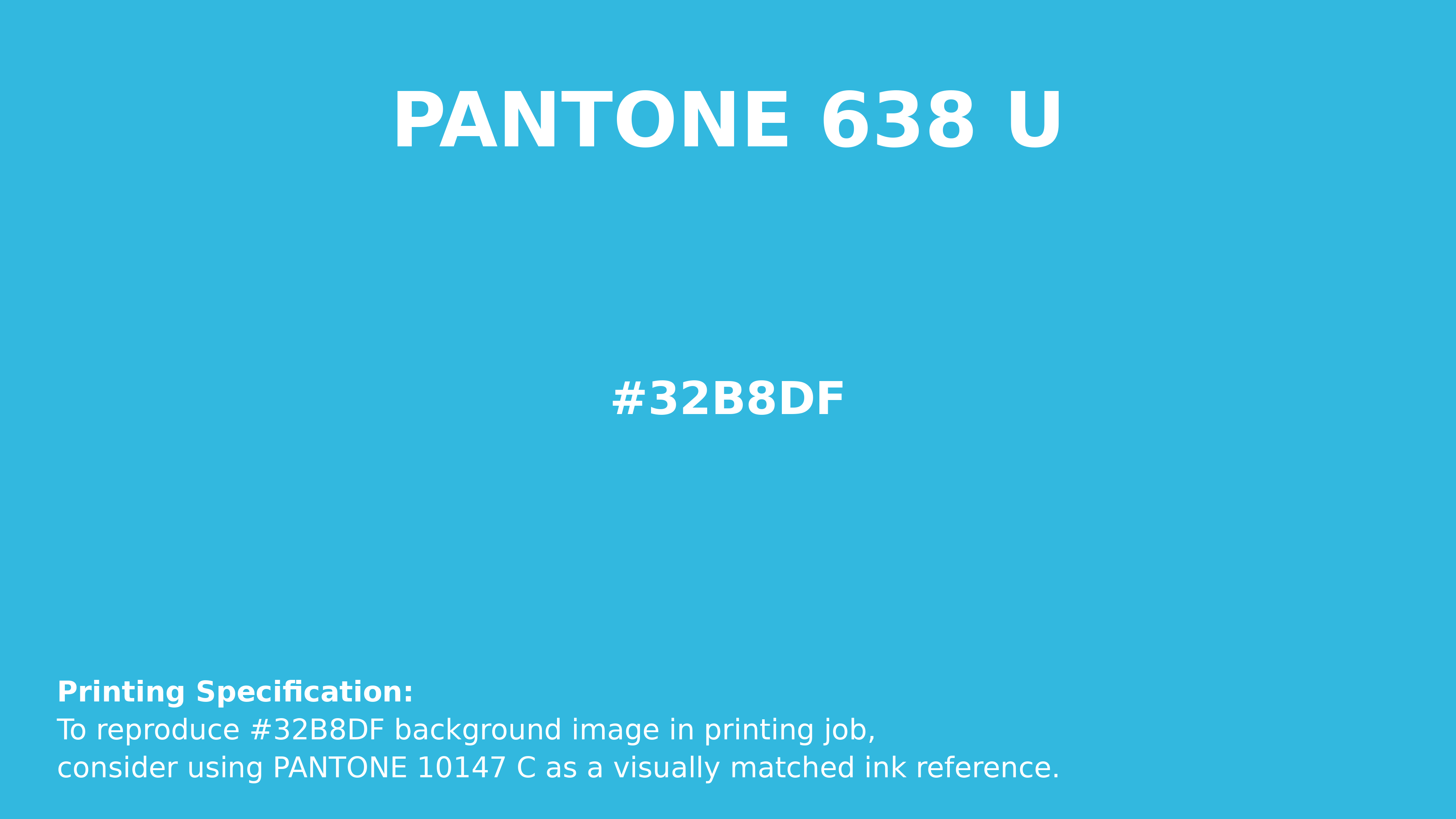 Professional Pantone color reference guide for Pantone 638 U Color | Hex color Code #32b8df. Perfect for printing specifications and color matching in production. #pantone #colormatching #printing #32b8df