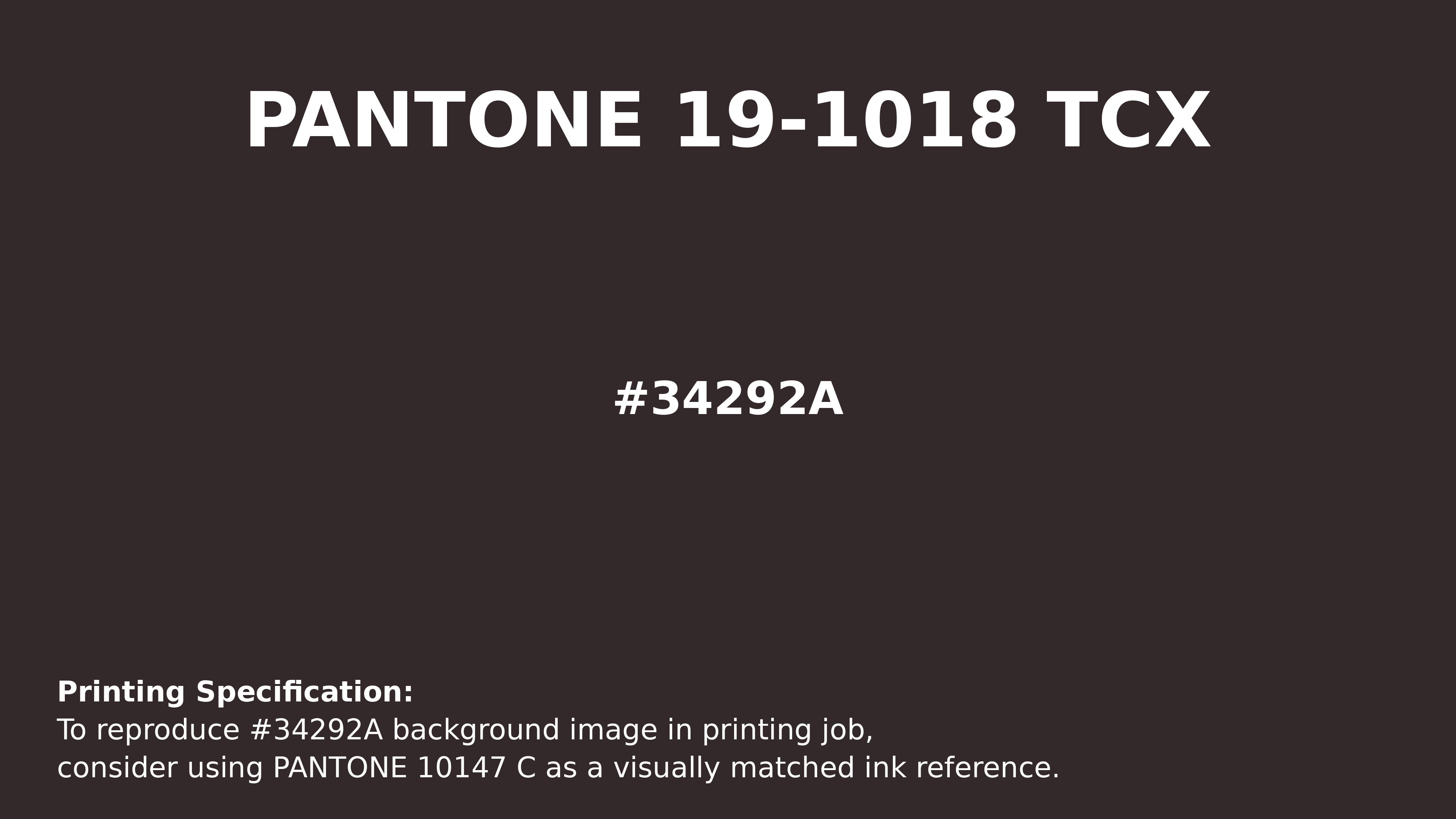 Professional Pantone color reference guide for Pantone 19-1018 Tcx Ganache Color | Hex color Code #34292a. Perfect for printing specifications and color matching in production. #pantone #colormatching #printing #34292a