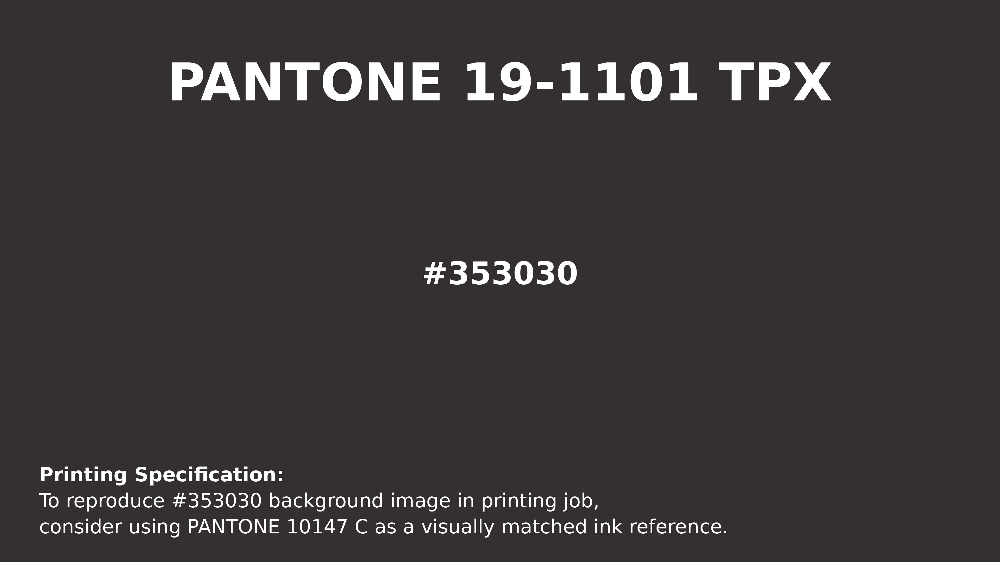 Professional Pantone color reference guide for Pantone 19-1101 Tpx After Dark Color | Hex color Code #353030. Perfect for printing specifications and color matching in production. #pantone #colormatching #printing #353030