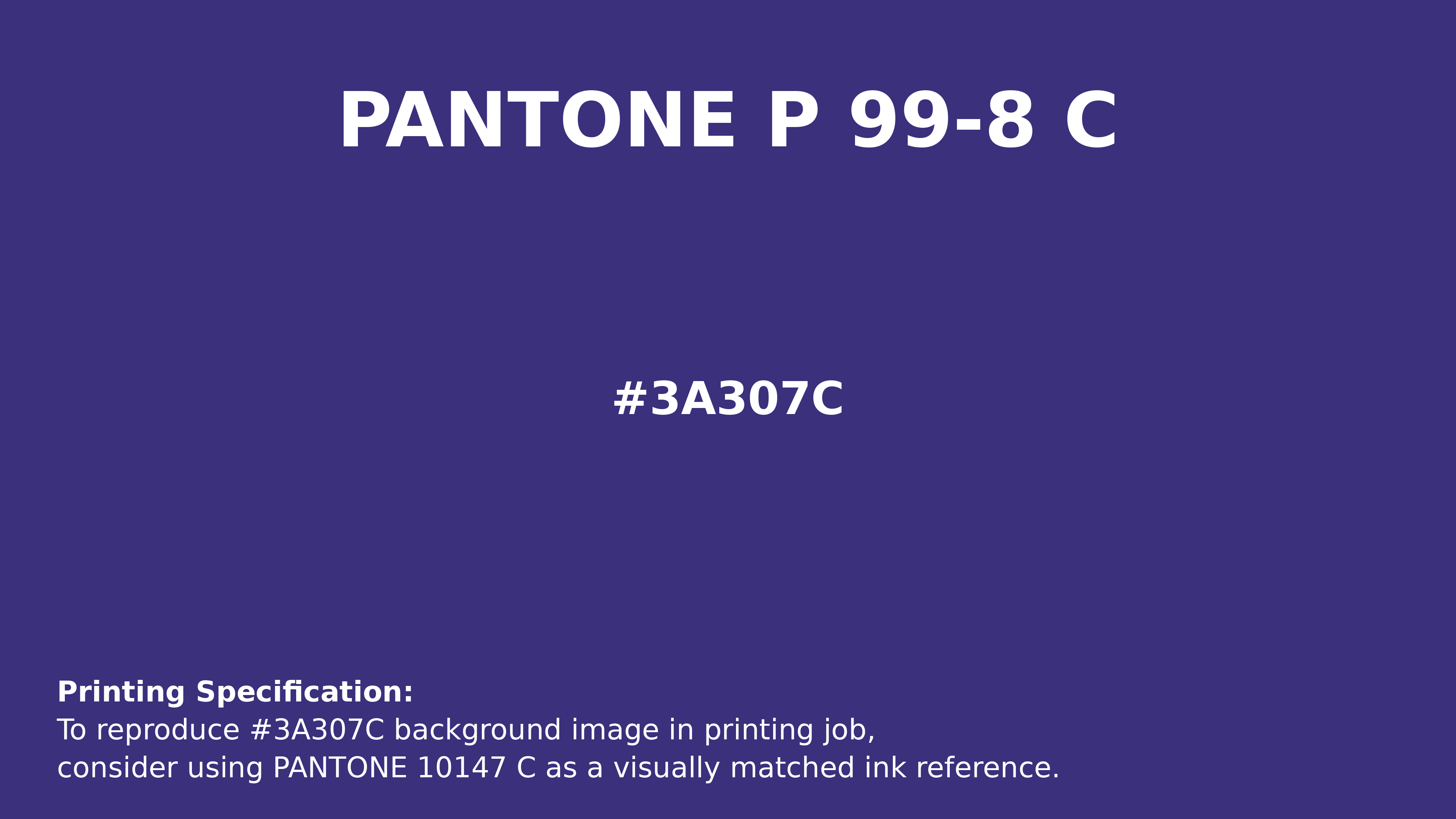 Professional Pantone color reference guide for Pantone P 99-8 C Color | Hex color Code #3a307c. Perfect for printing specifications and color matching in production. #pantone #colormatching #printing #3a307c