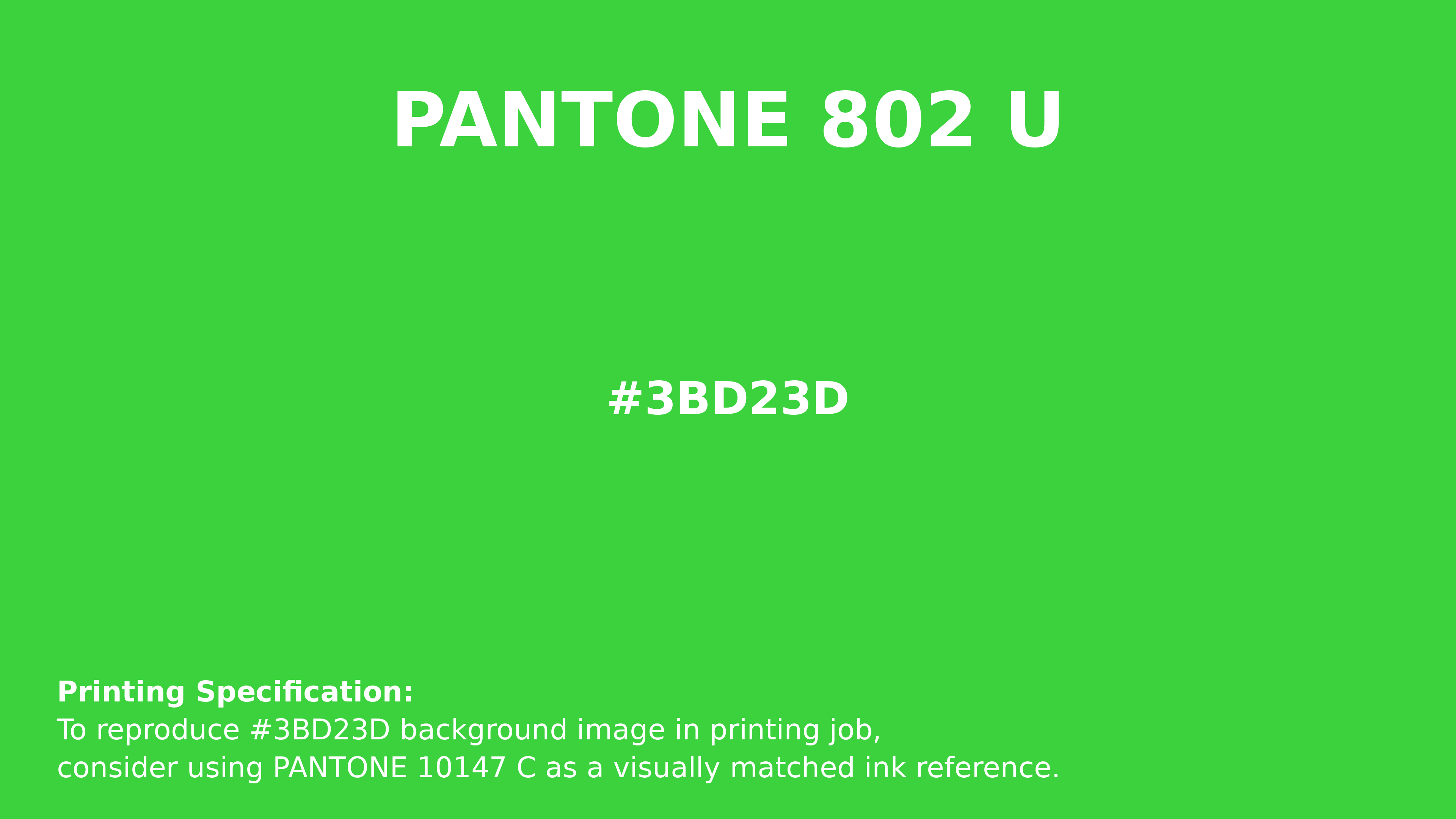 Professional Pantone color reference guide for Pantone 802 U Color | Hex color Code #3bd23d. Perfect for printing specifications and color matching in production. #pantone #colormatching #printing #3bd23d