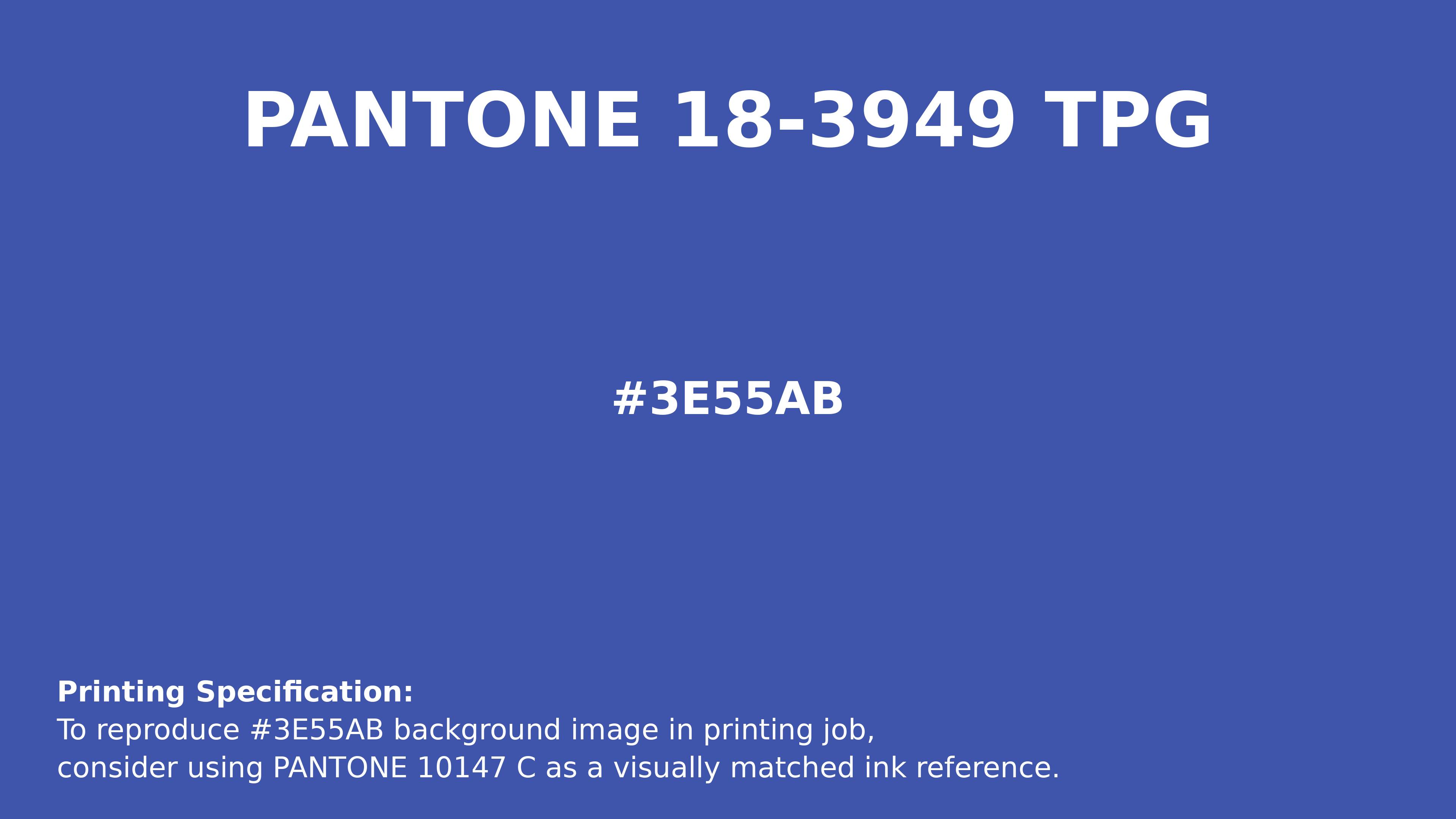 Professional Pantone color reference guide for Pantone 18-3949 Tpg Dazzling Blue Color | Hex color Code #3e55ab. Perfect for printing specifications and color matching in production. #pantone #colormatching #printing #3e55ab