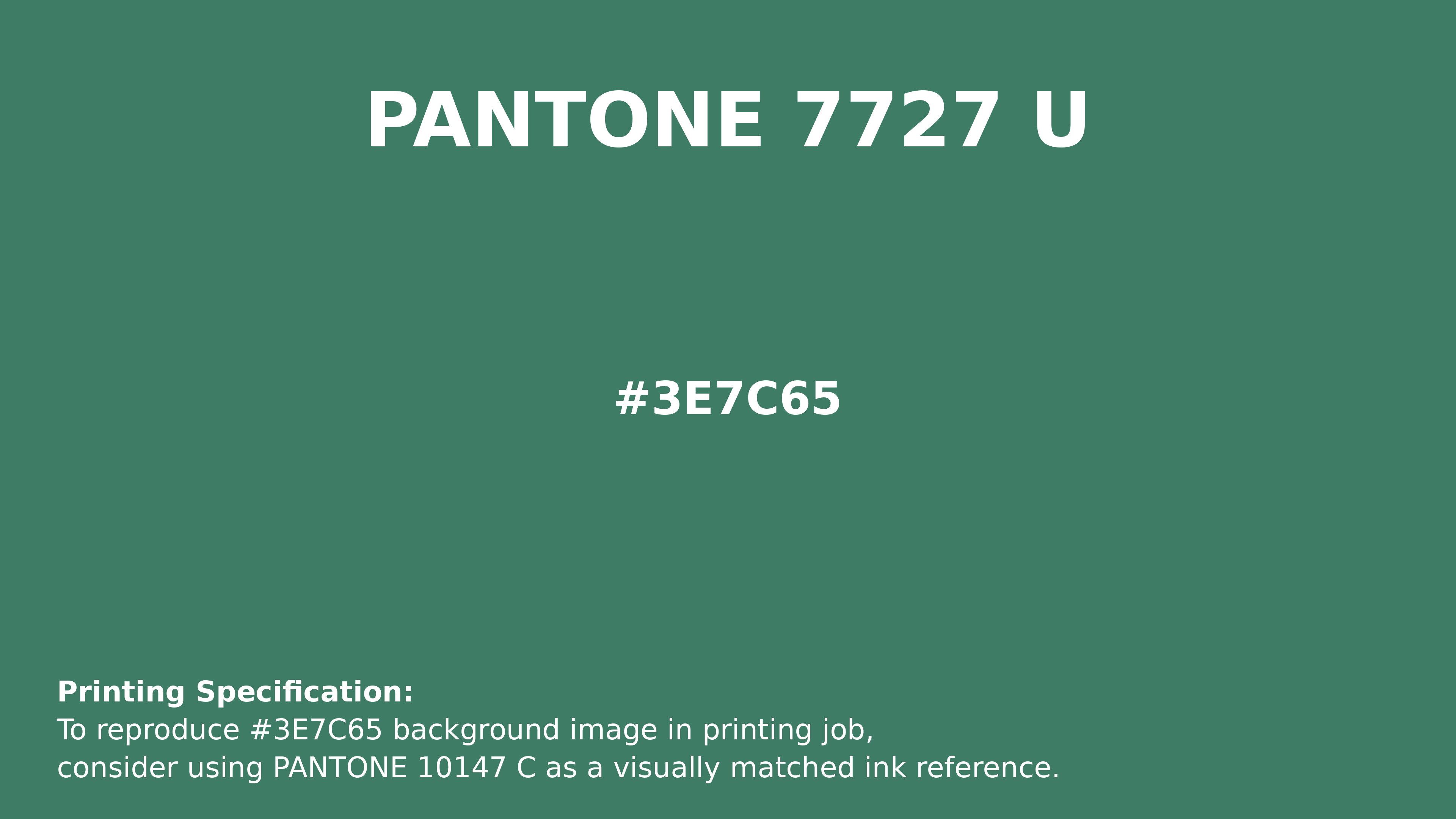 Professional Pantone color reference guide for Pantone 7727 U Color | Hex color Code #3e7c65. Perfect for printing specifications and color matching in production. #pantone #colormatching #printing #3e7c65