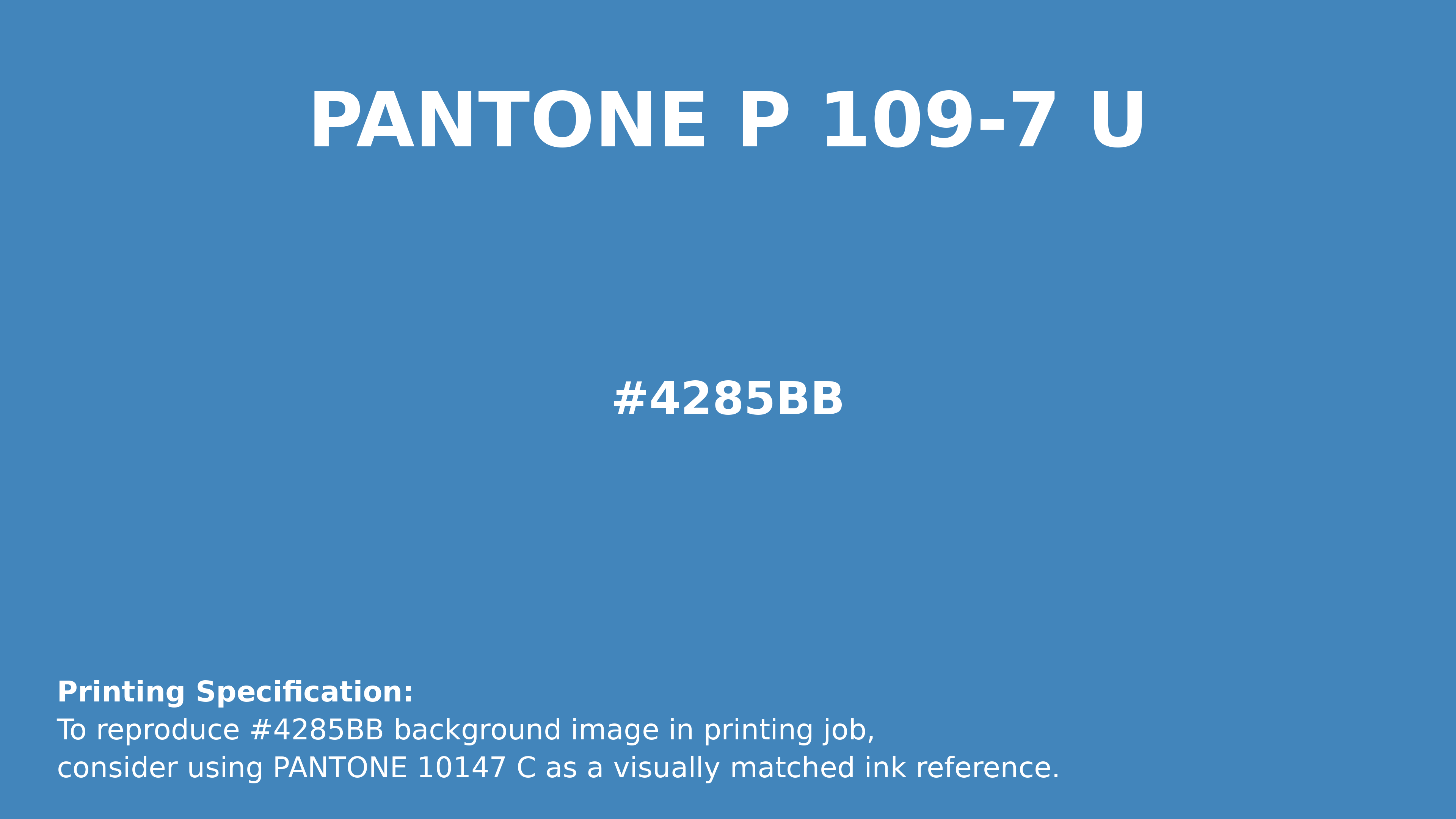 Professional Pantone color reference guide for Pantone P 109-7 U Color | Hex color Code #4285bb. Perfect for printing specifications and color matching in production. #pantone #colormatching #printing #4285bb