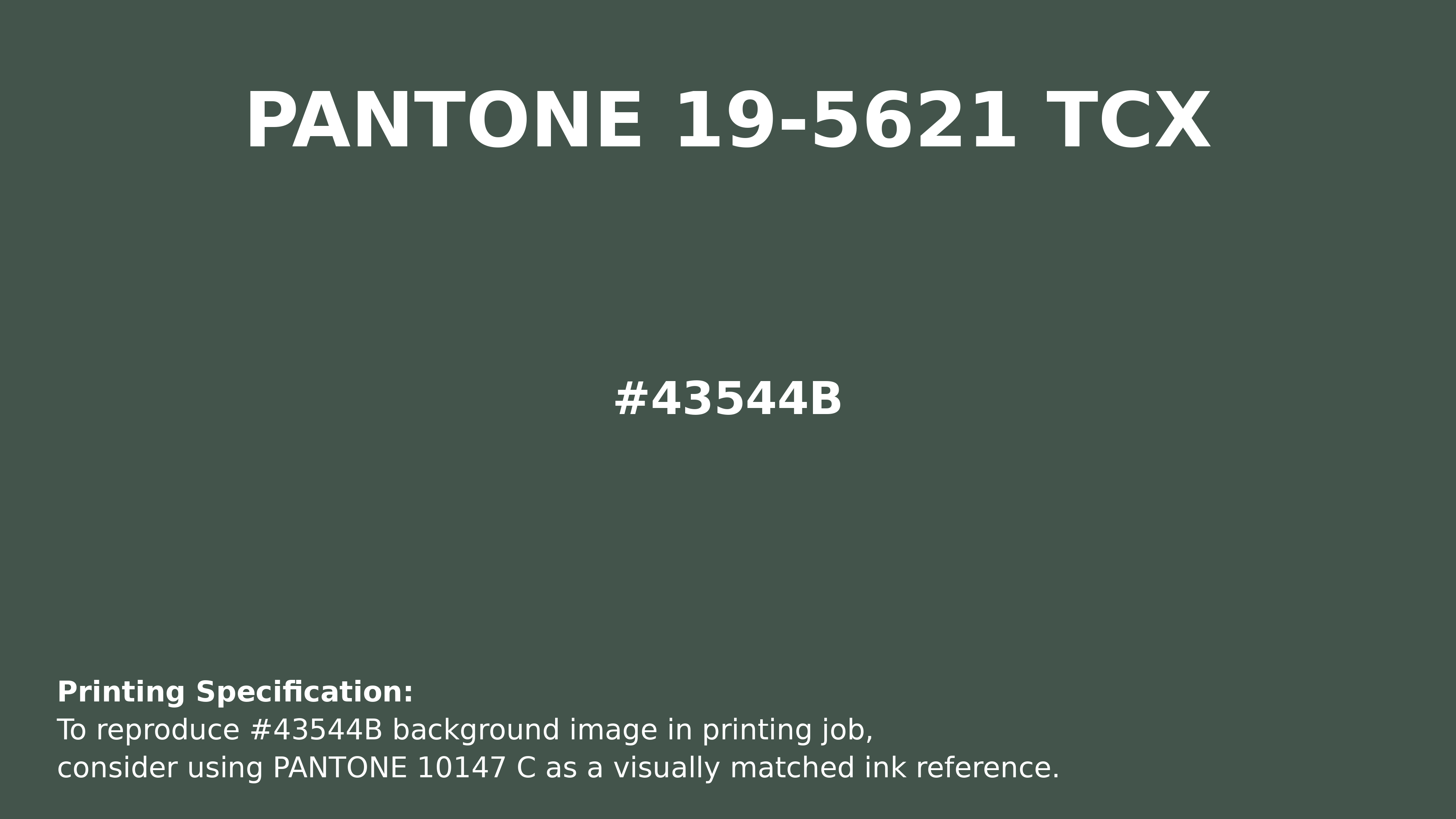 Professional Pantone color reference guide for Pantone 19-5621 Tcx Cilantro Color | Hex color Code #43544b. Perfect for printing specifications and color matching in production. #pantone #colormatching #printing #43544b