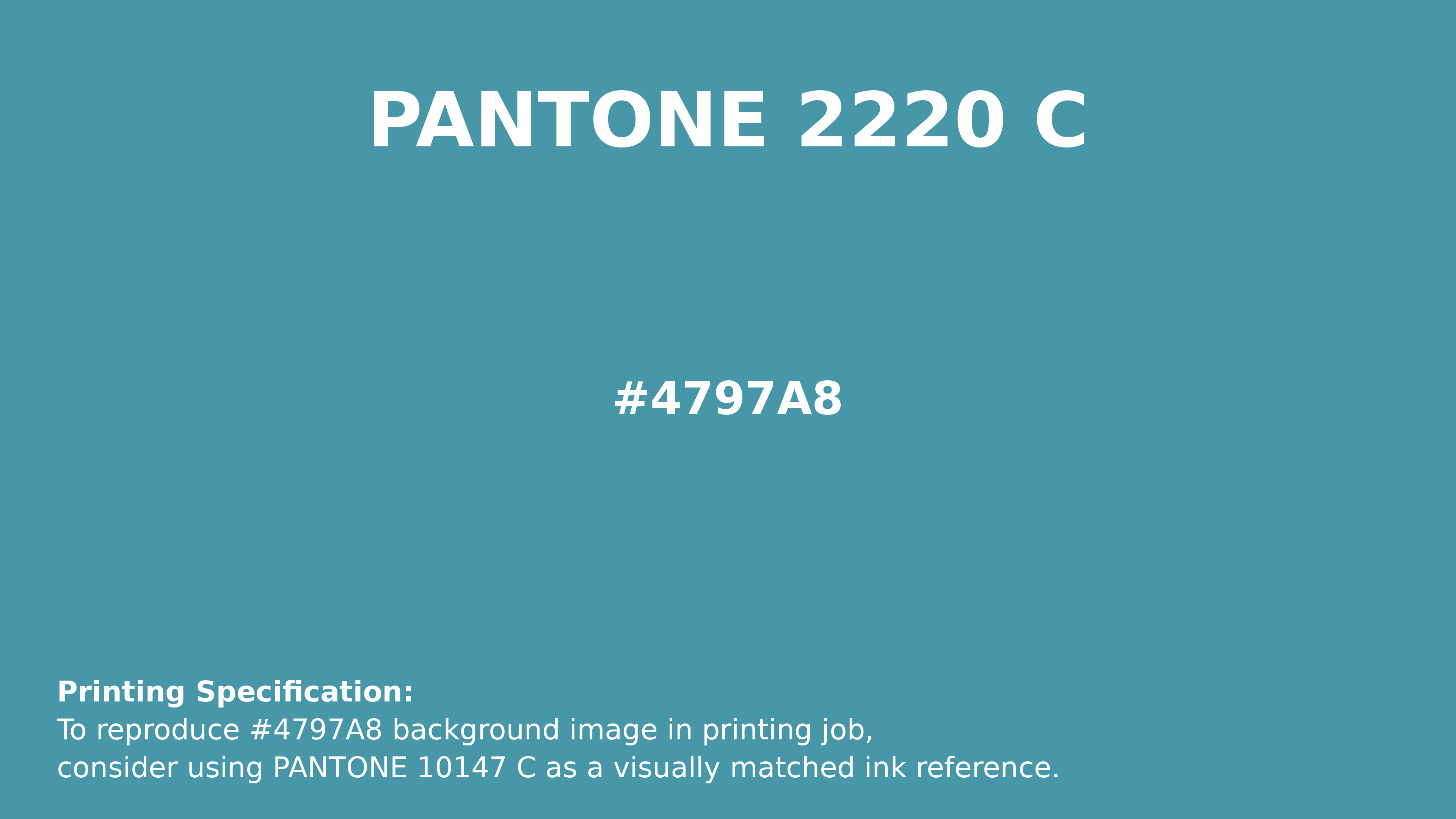 Professional Pantone color reference guide for Pantone 2220 C Color | Hex color Code #4797a8. Perfect for printing specifications and color matching in production. #pantone #colormatching #printing #4797a8